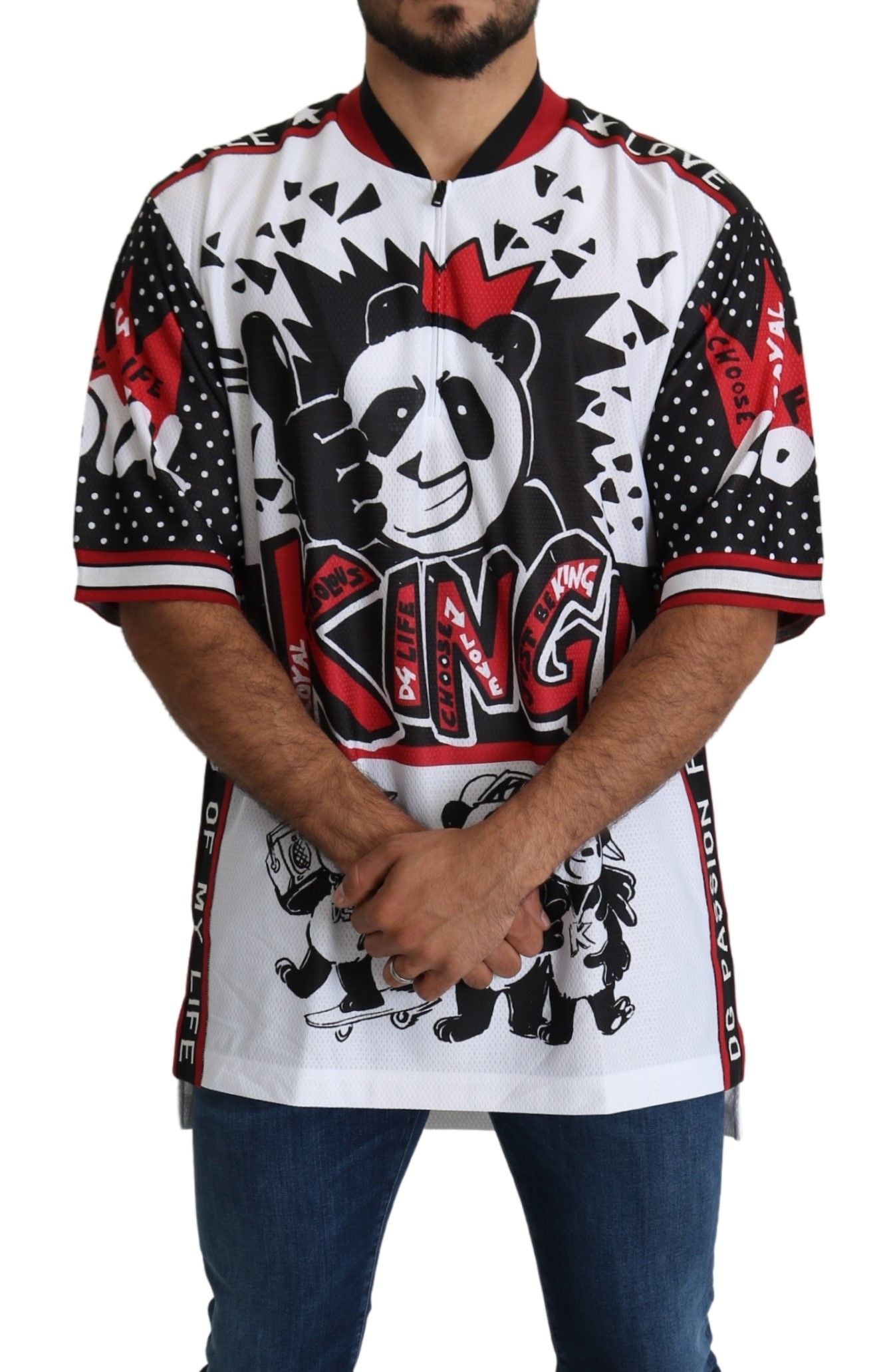 Dolce & Gabbana White King Panda Top Polyester Mens T-shirt Dolce & Gabbana
