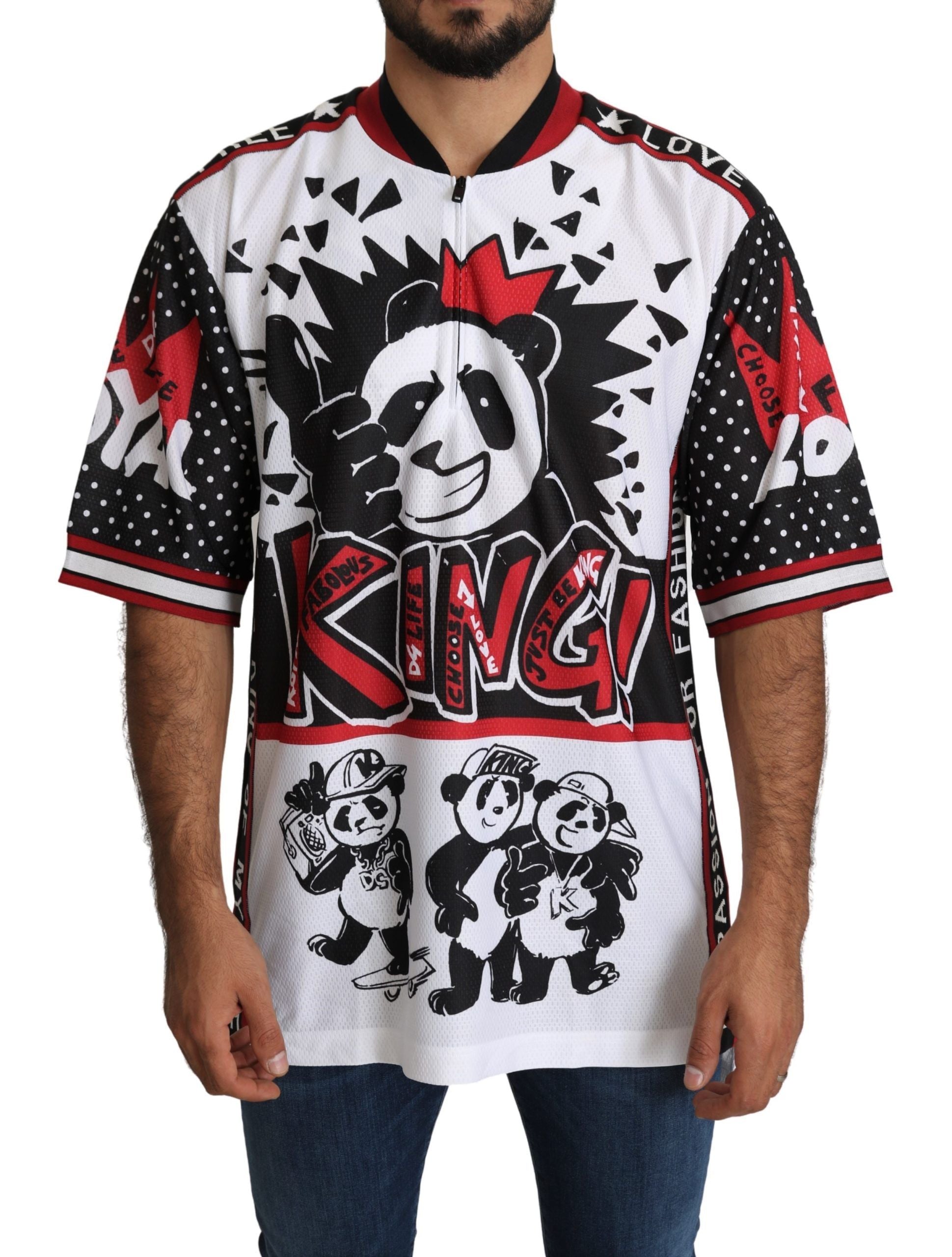 Dolce & Gabbana White King Panda Top Polyester Mens T-shirt Dolce & Gabbana