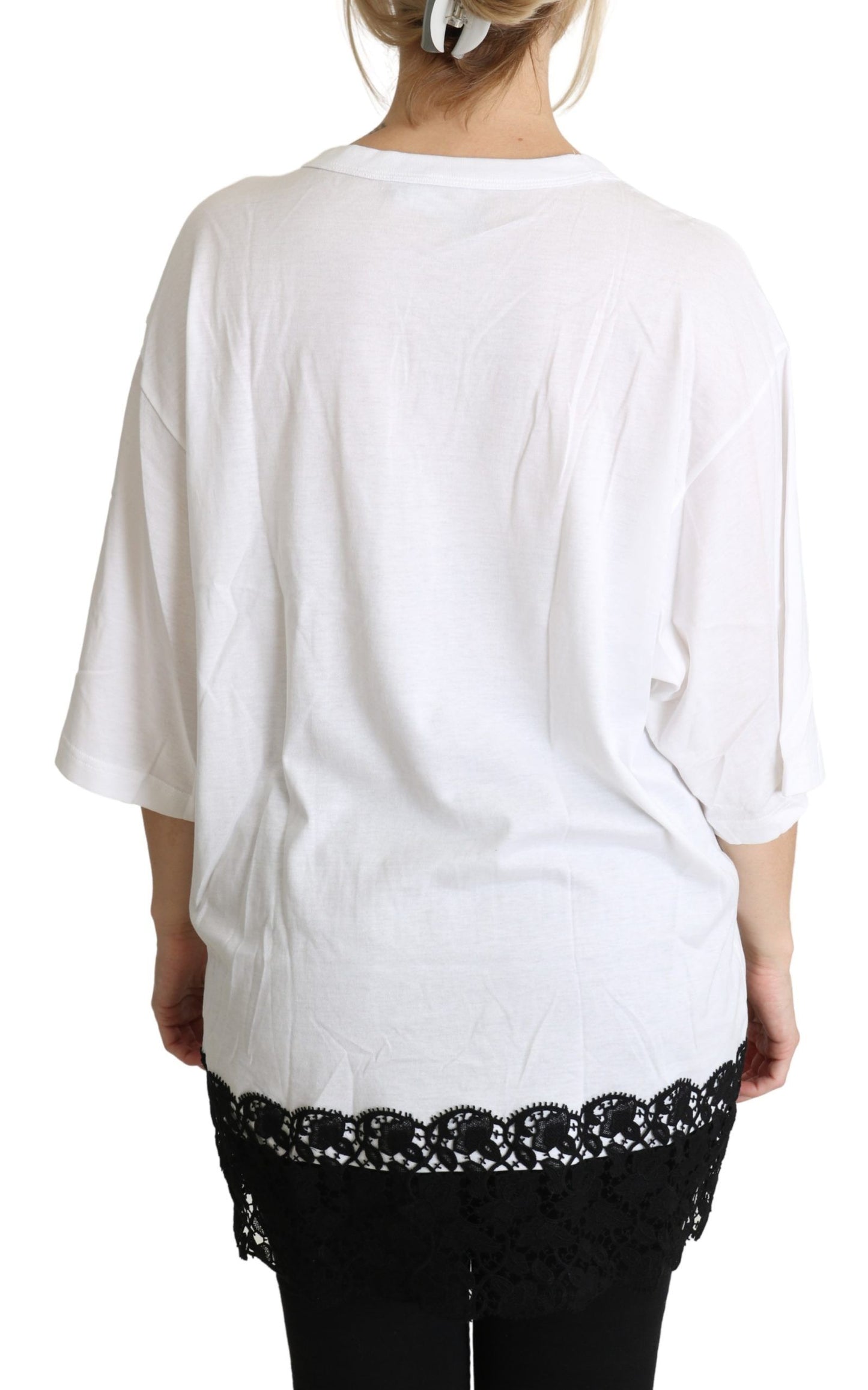Dolce & Gabbana White Angel Print Cotton Round Neck Shirt Tops Dolce & Gabbana