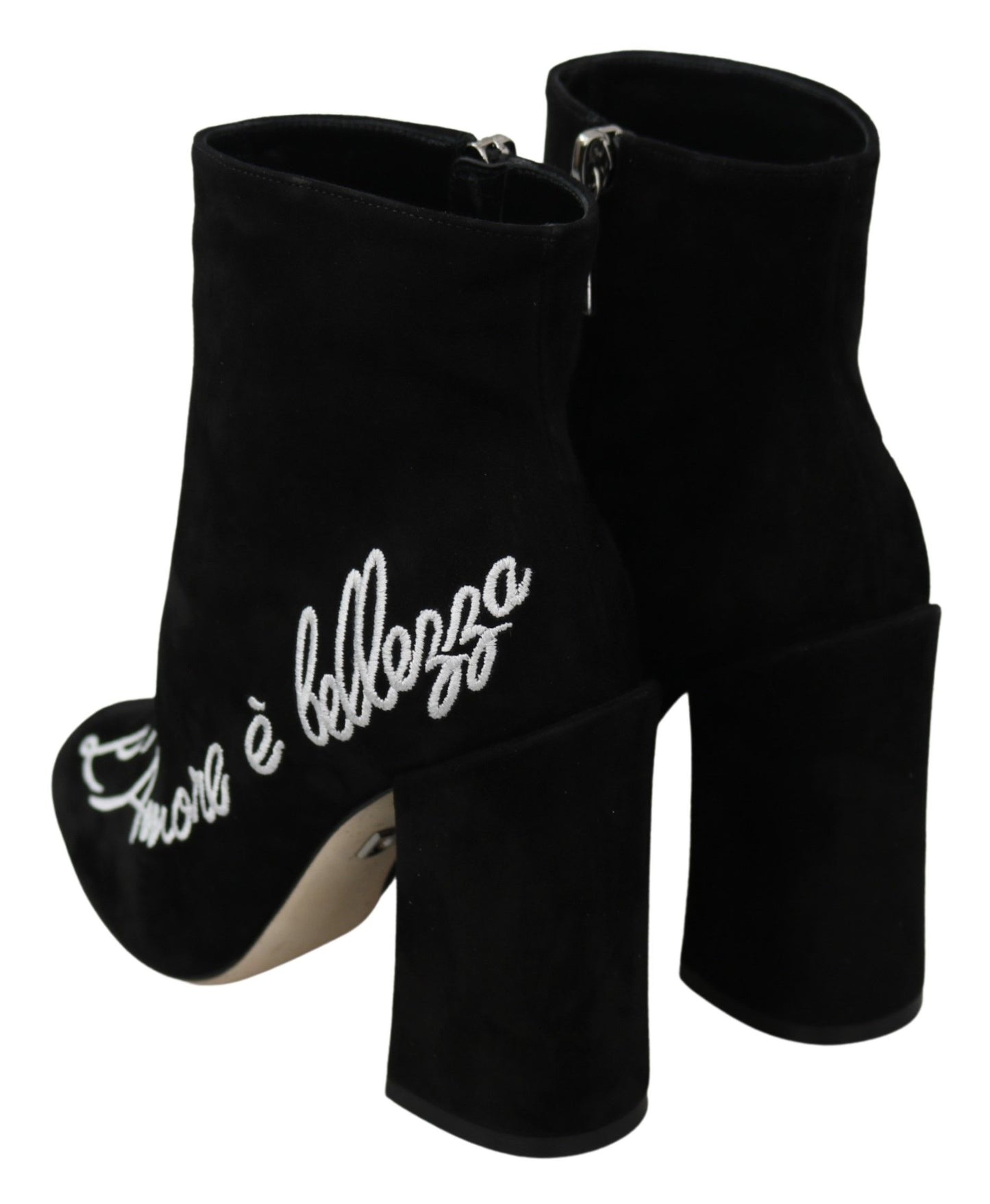 Dolce & Gabbana Black Suede L'Amore E'Bellezza Boots Shoes Dolce & Gabbana