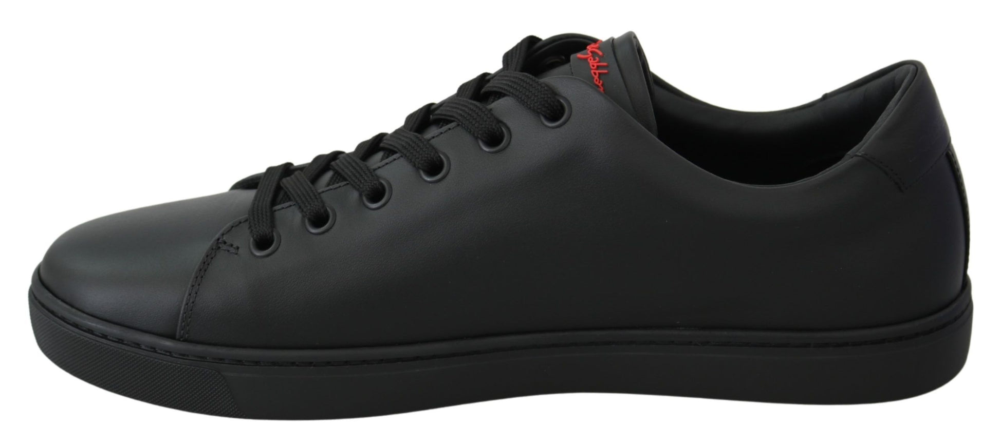 Dolce & Gabbana Black Leather Love Heart Sneakers Womens Shoes Dolce & Gabbana