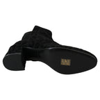 Dolce & Gabbana Black Leopard Short Boots Zipper Shoes
