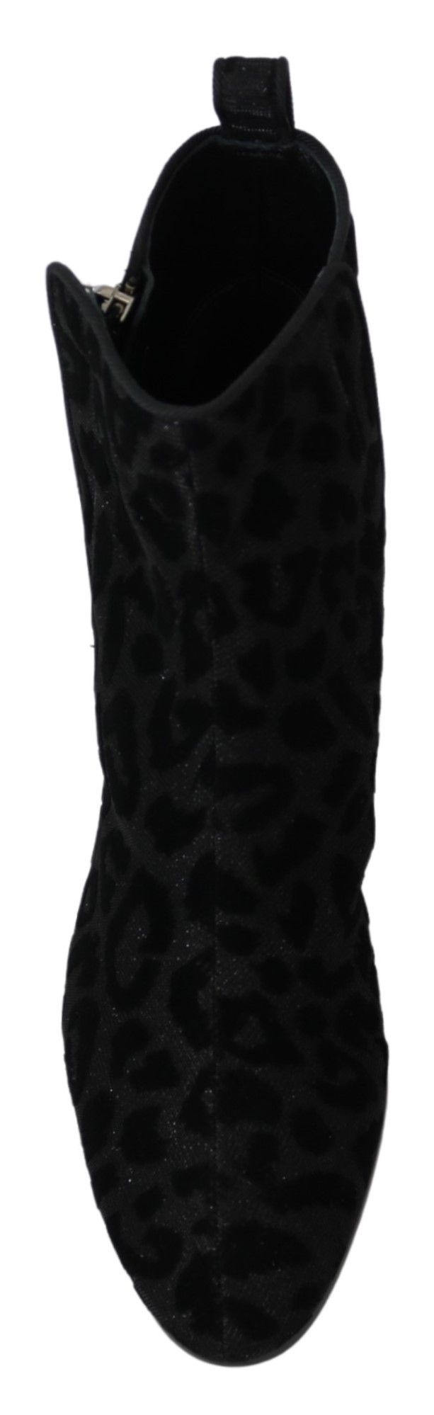 Dolce & Gabbana Black Leopard Short Boots Zipper Shoes Dolce & Gabbana
