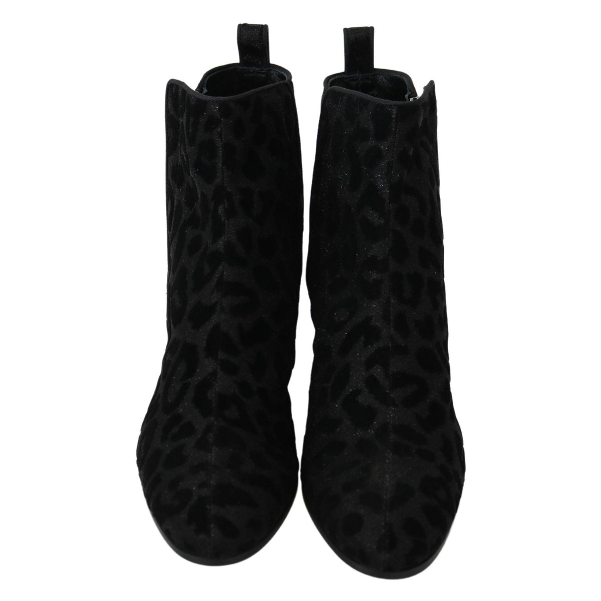 Dolce & Gabbana Black Leopard Short Boots Zipper Shoes