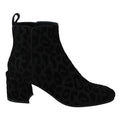 Dolce & Gabbana Black Leopard Short Boots Zipper Shoes