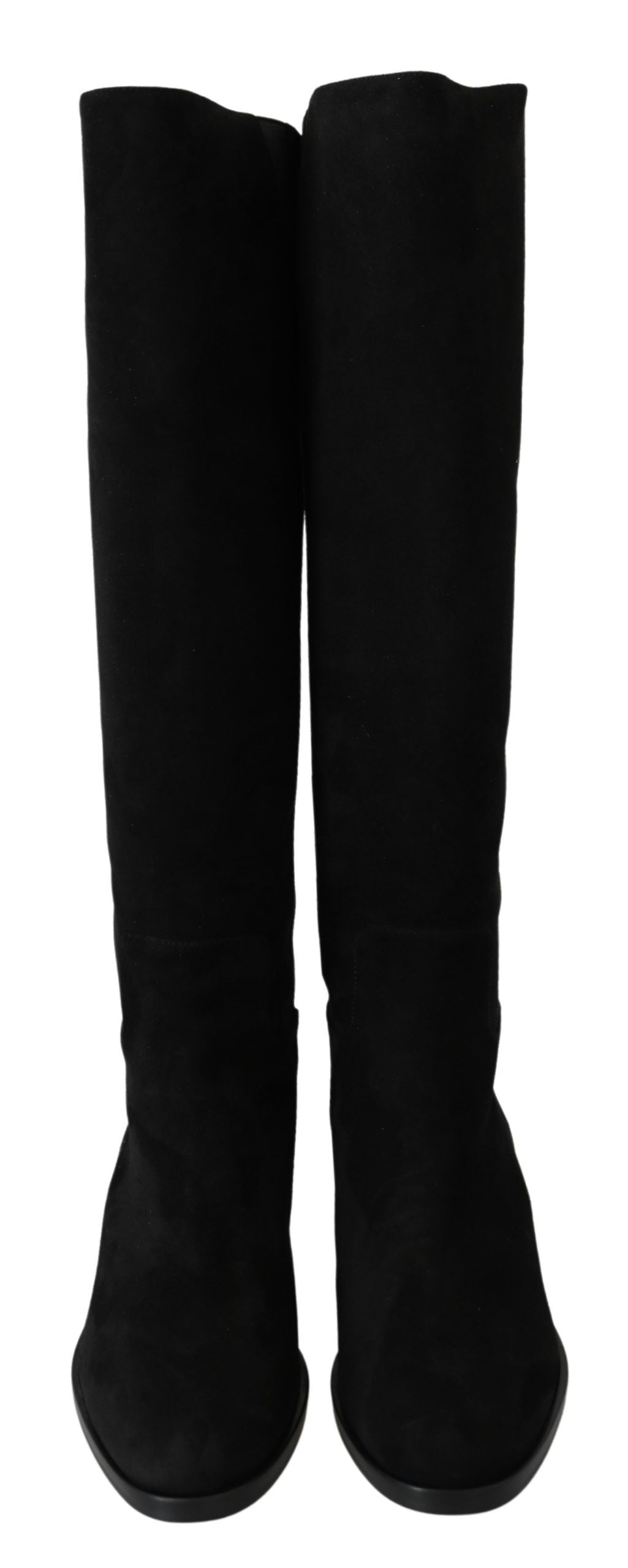 Dolce & Gabbana Black Suede Knee High Flat Boots Shoes Dolce & Gabbana
