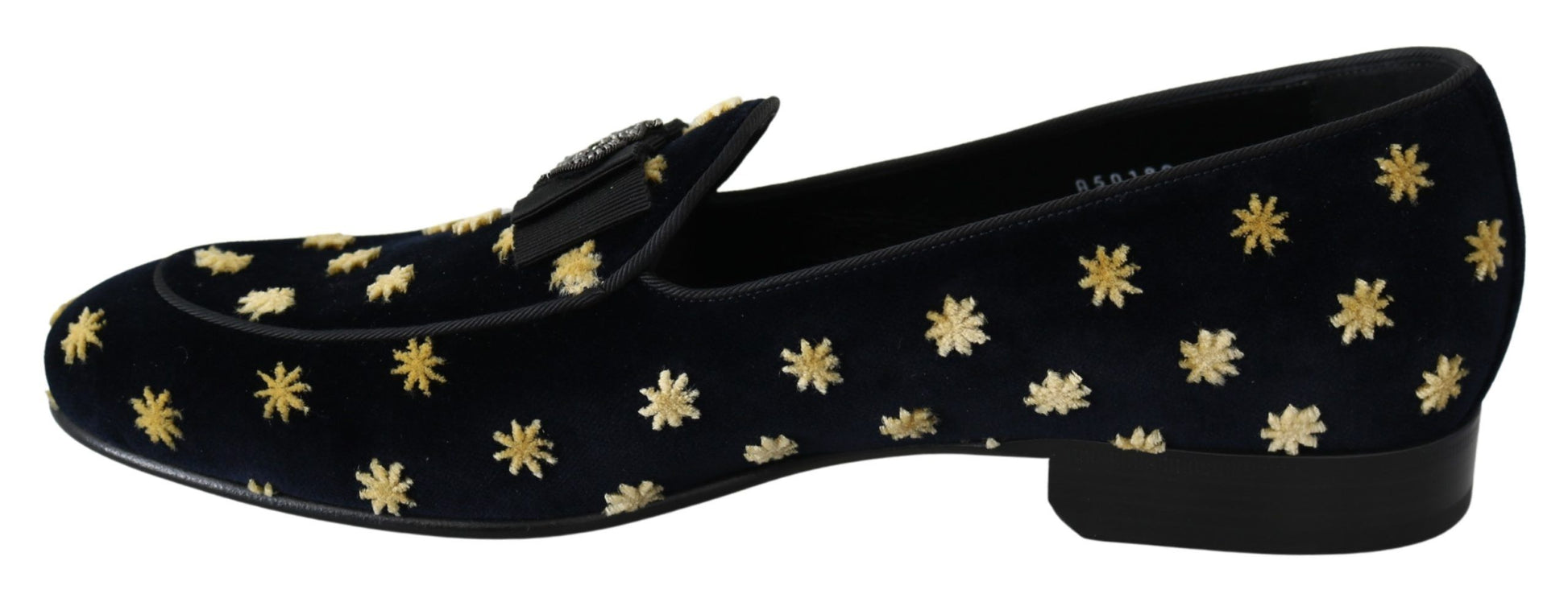 Dolce & Gabbana Blue Velvet Crown Slippers Loafers Shoes Dolce & Gabbana