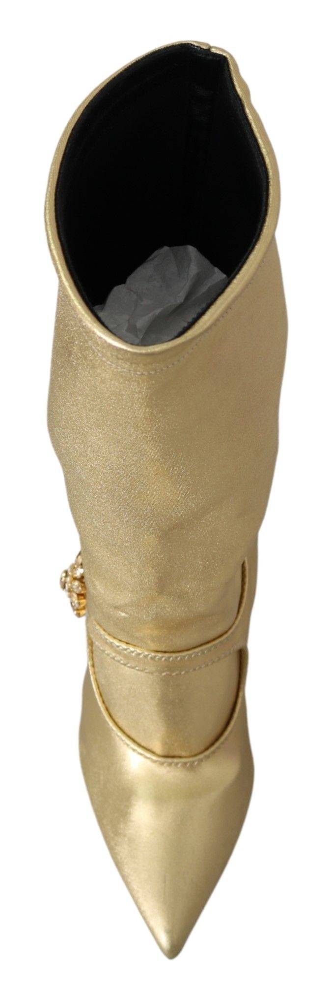 Dolce & Gabbana Gold Rhinestones Ankle Boots Socks Shoes Dolce & Gabbana