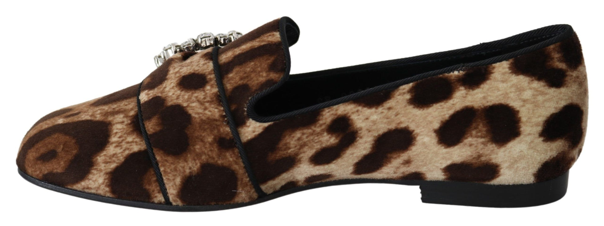 Dolce & Gabbana Brown Leopard Print Crystals Loafers Flats Shoes Dolce & Gabbana