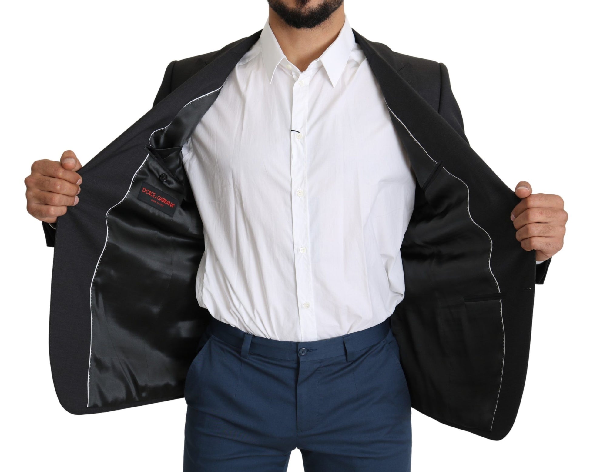 Dolce & Gabbana Gray Wool Single Breasted Coat Blazer Dolce & Gabbana