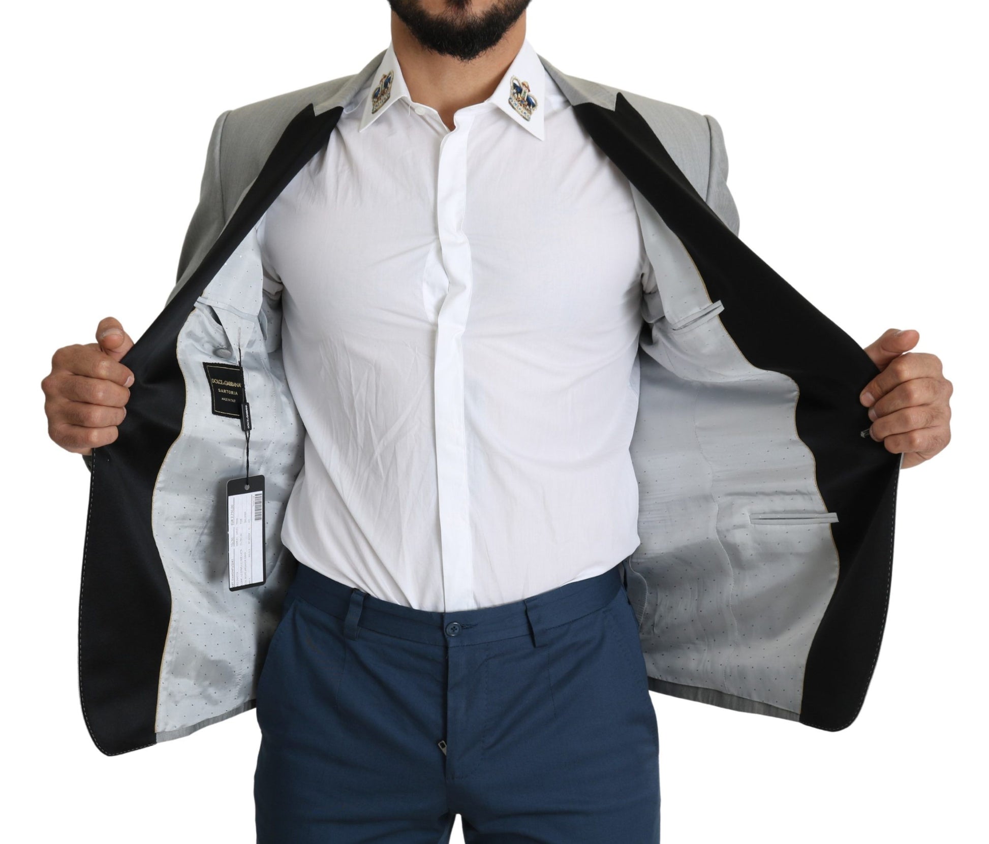 Dolce & Gabbana Light Gray Single Breasted SARTORIA Blazer Dolce & Gabbana