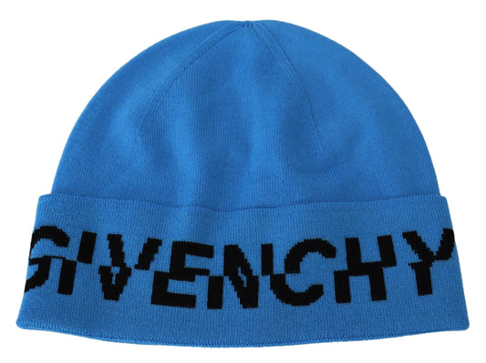 Givenchy Blue Wool Unisex Winter Warm Beanie Hat Givenchy