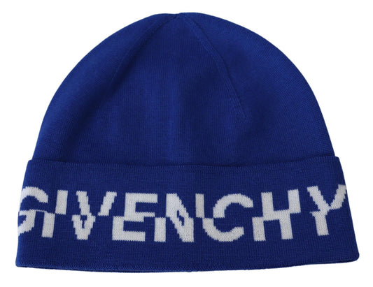 Givenchy Blue Wool Unisex Winter Warm Beanie Hat Givenchy