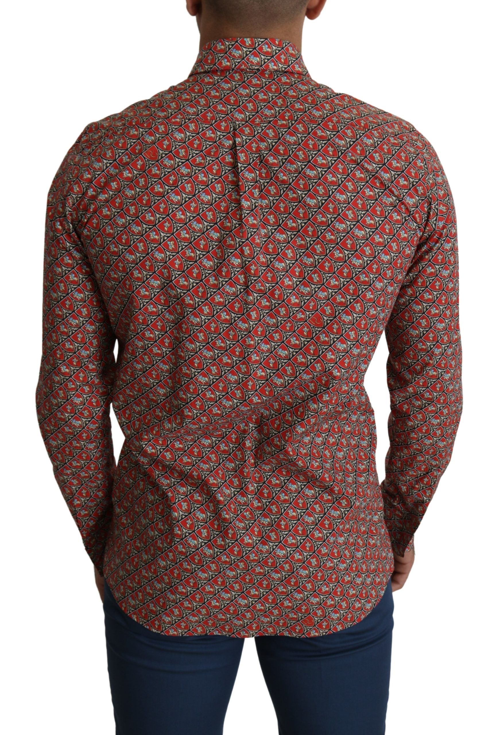 Dolce & Gabbana Red Printed Knight Formal Dress MARTINI Shirt Dolce & Gabbana