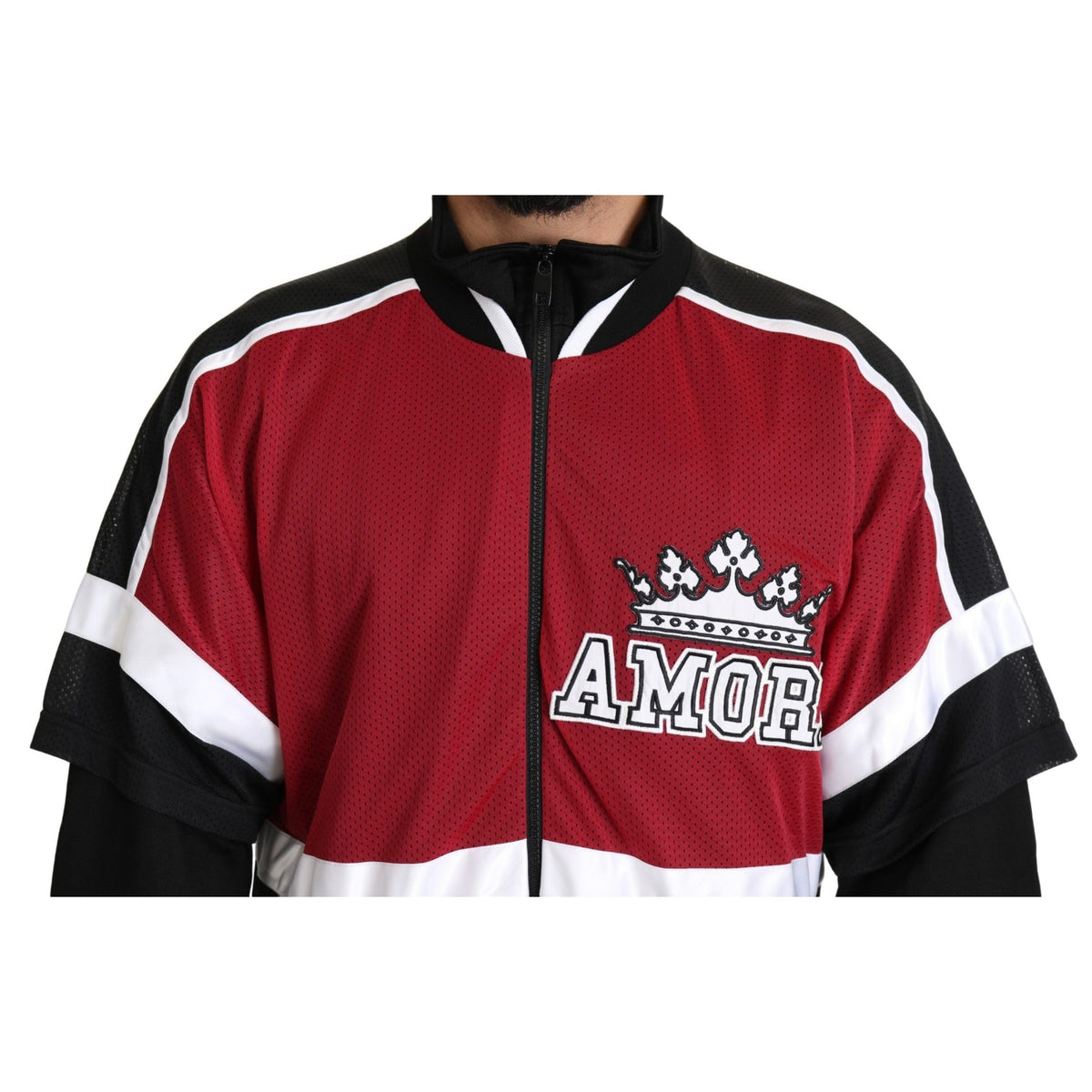 Dolce & Gabbana Red Black AMORE Sport Full Zipper Sweater