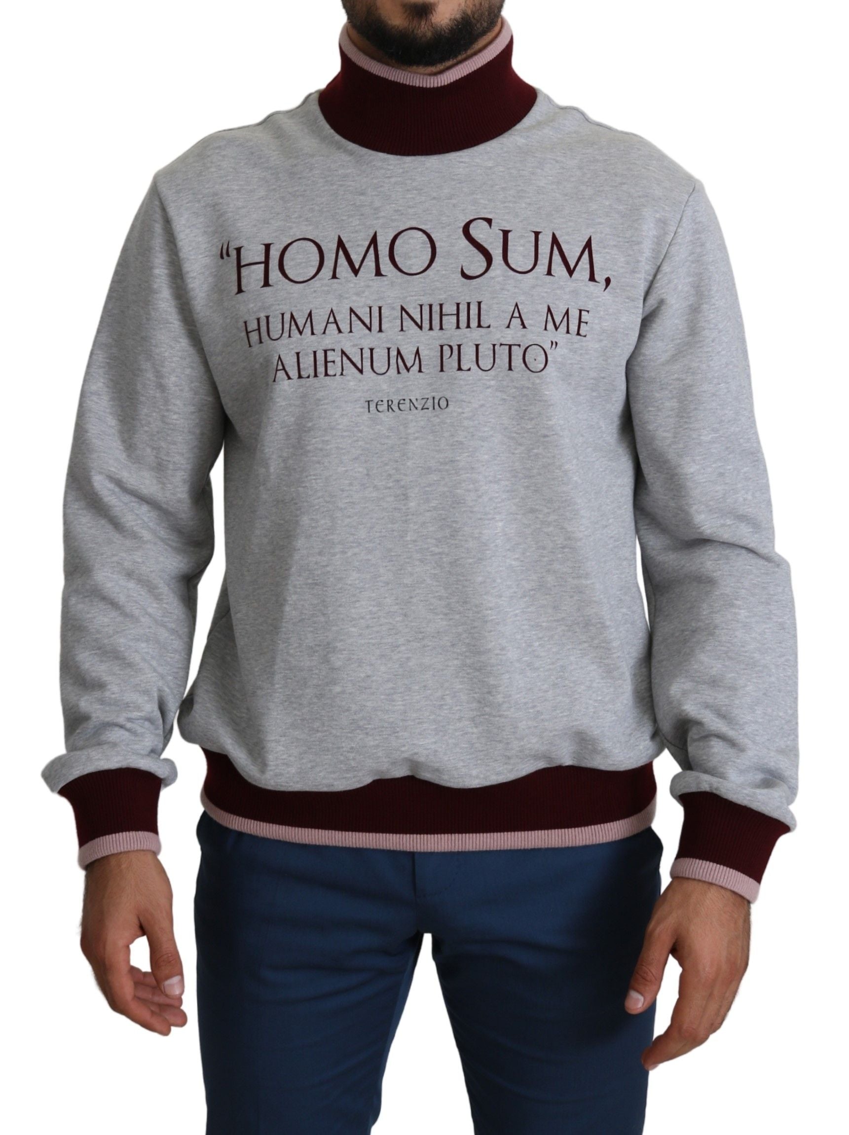 Dolce & Gabbana Gray Homo Sum Turtleneck Pullover Sweater Dolce & Gabbana