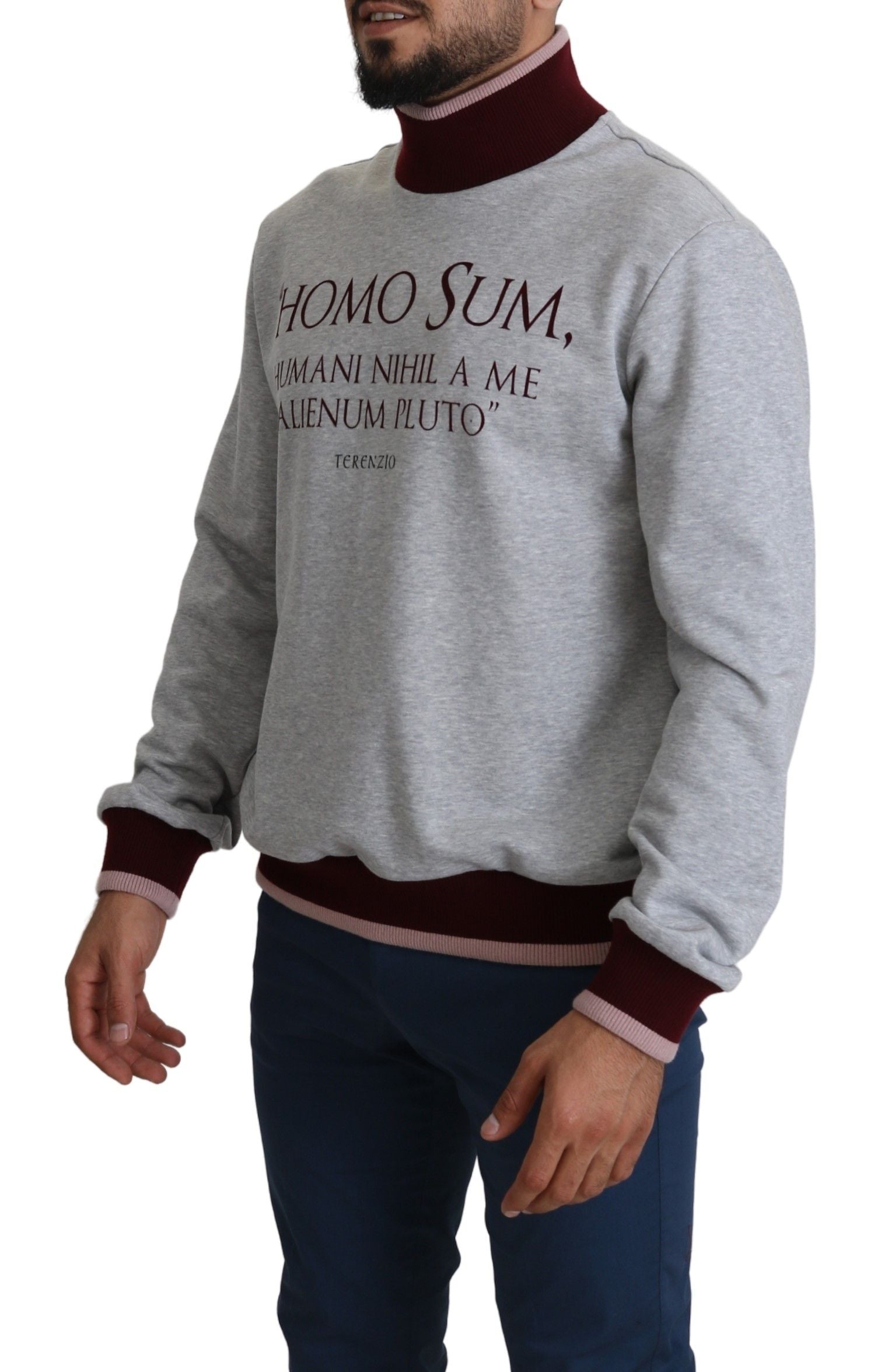 Dolce & Gabbana Gray Homo Sum Turtleneck Pullover Sweater Dolce & Gabbana