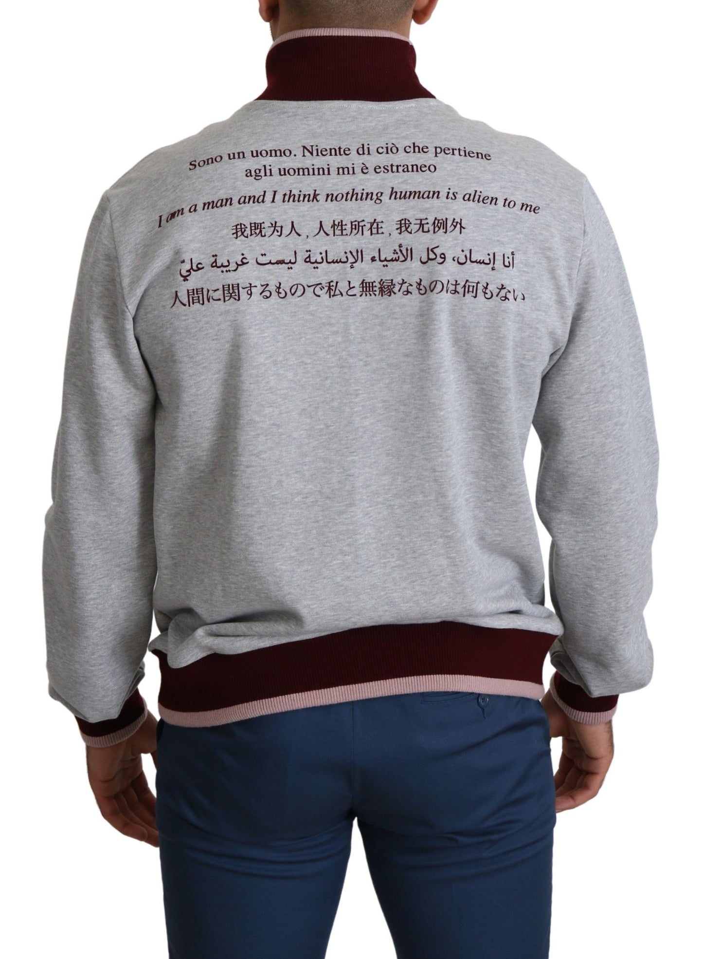 Dolce & Gabbana Gray Homo Sum Turtleneck Pullover Sweater Dolce & Gabbana