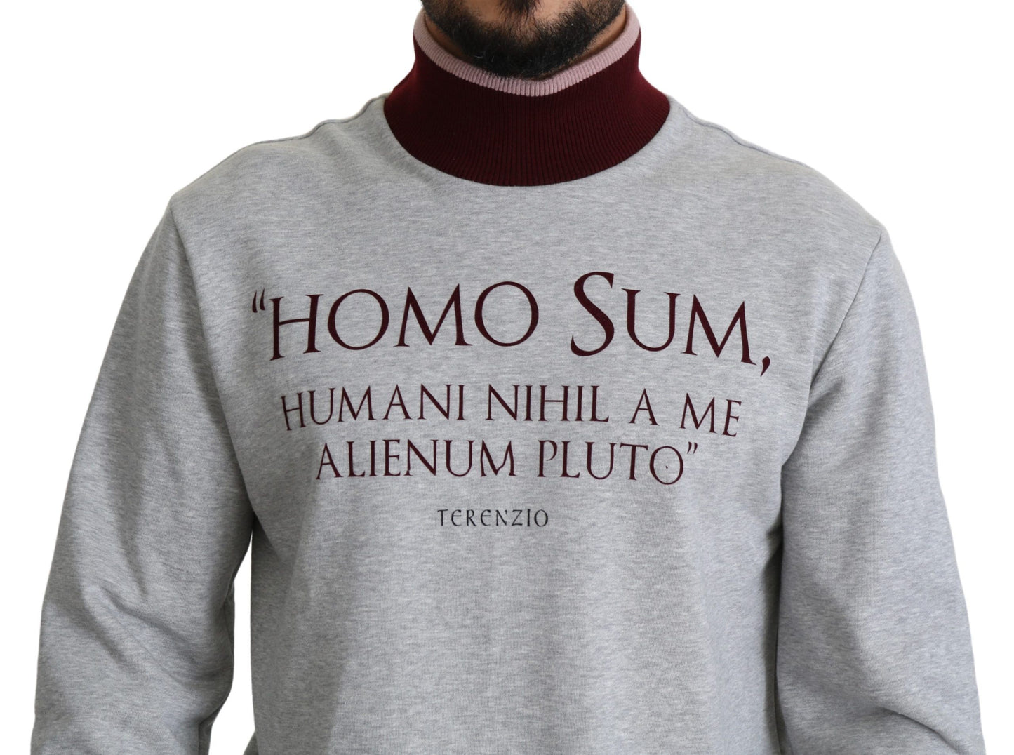 Dolce & Gabbana Gray Homo Sum Turtleneck Pullover Sweater Dolce & Gabbana