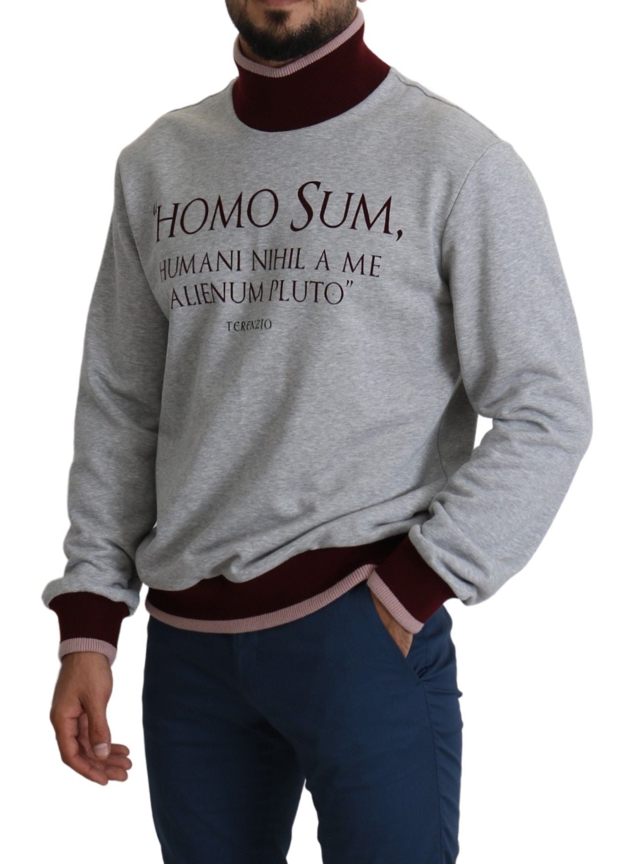 Dolce & Gabbana Gray Homo Sum Turtleneck Pullover Sweater Dolce & Gabbana