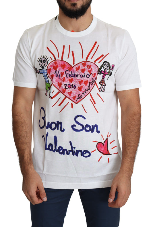 Dolce & Gabbana White Saint Valentine Hearts Print Men T-shirt Dolce & Gabbana