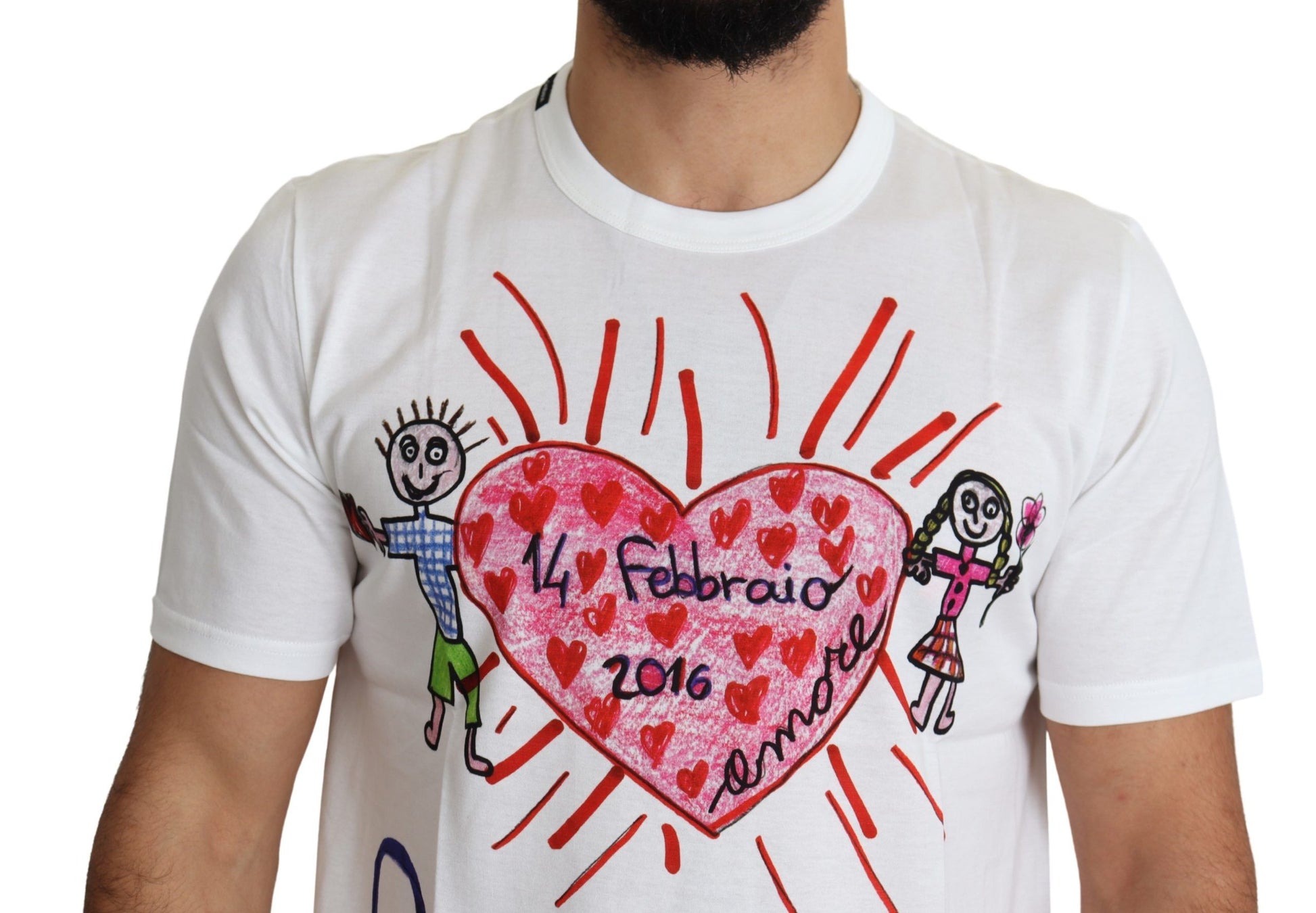 Dolce & Gabbana White Saint Valentine Hearts Print Men T-shirt Dolce & Gabbana