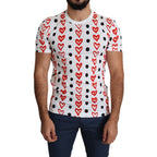 Dolce & Gabbana White Hearts Print Cotton Men Top T-shirt