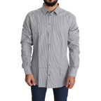 Dolce & Gabbana Black White Checkered GOLD Dress Cotton Shirt