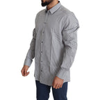 Dolce & Gabbana Black White Checkered GOLD Dress Cotton Shirt