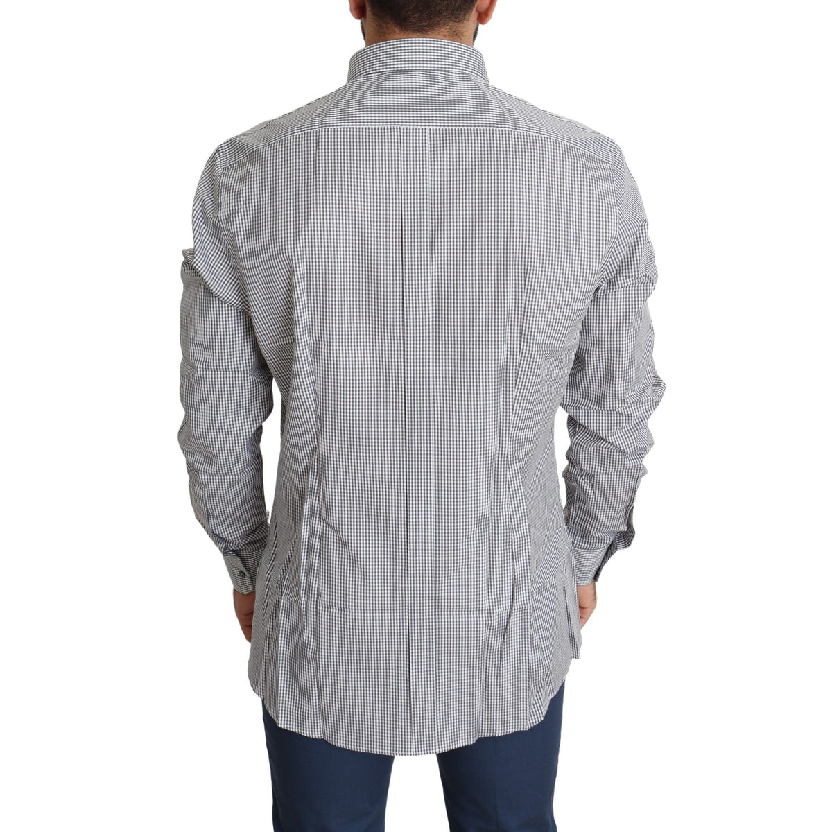 Dolce & Gabbana Black White Checkered GOLD Dress Cotton Shirt