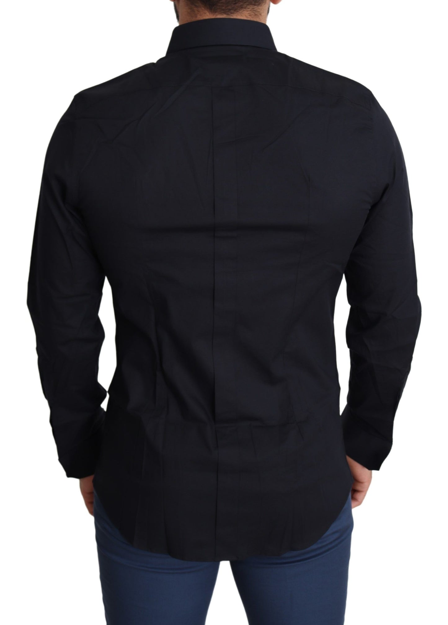 Dolce & Gabbana Blue Cotton Formal GOLD Dress Shirt Dolce & Gabbana