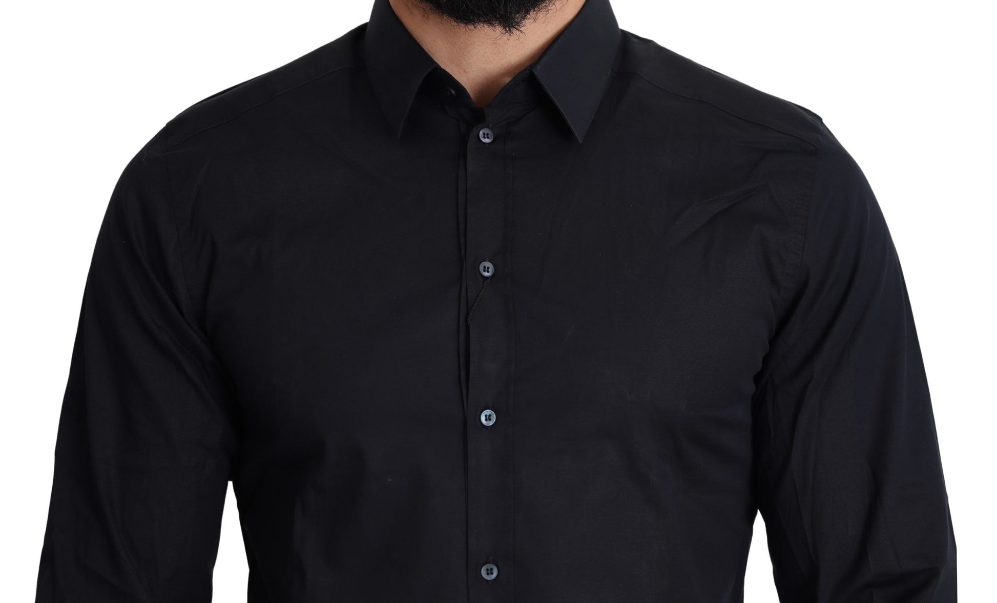 Dolce & Gabbana Blue Cotton Formal GOLD Dress Shirt Dolce & Gabbana