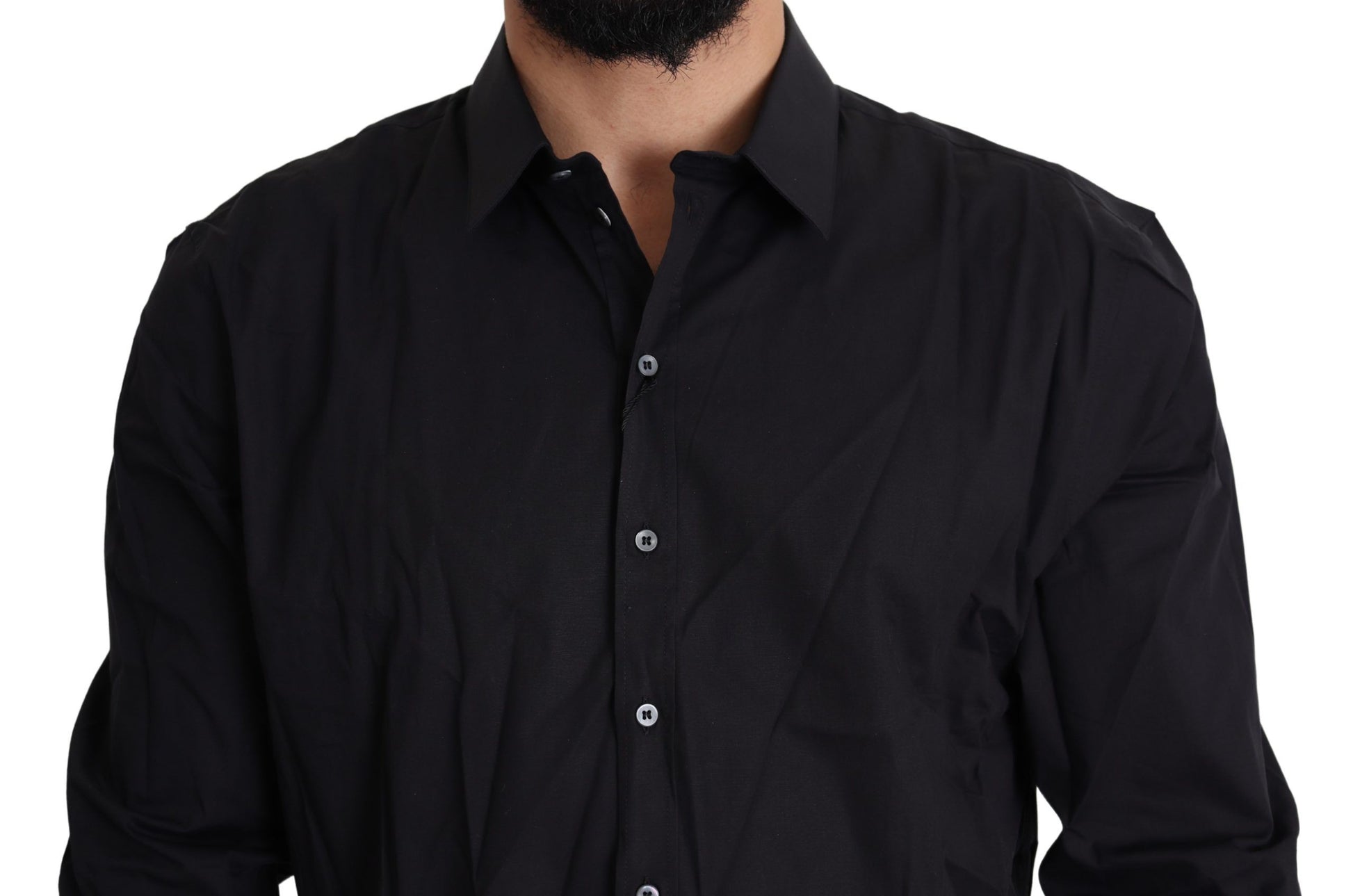 Dolce & Gabbana Black Cotton Stretch Dress SICILIA Shirt Dolce & Gabbana