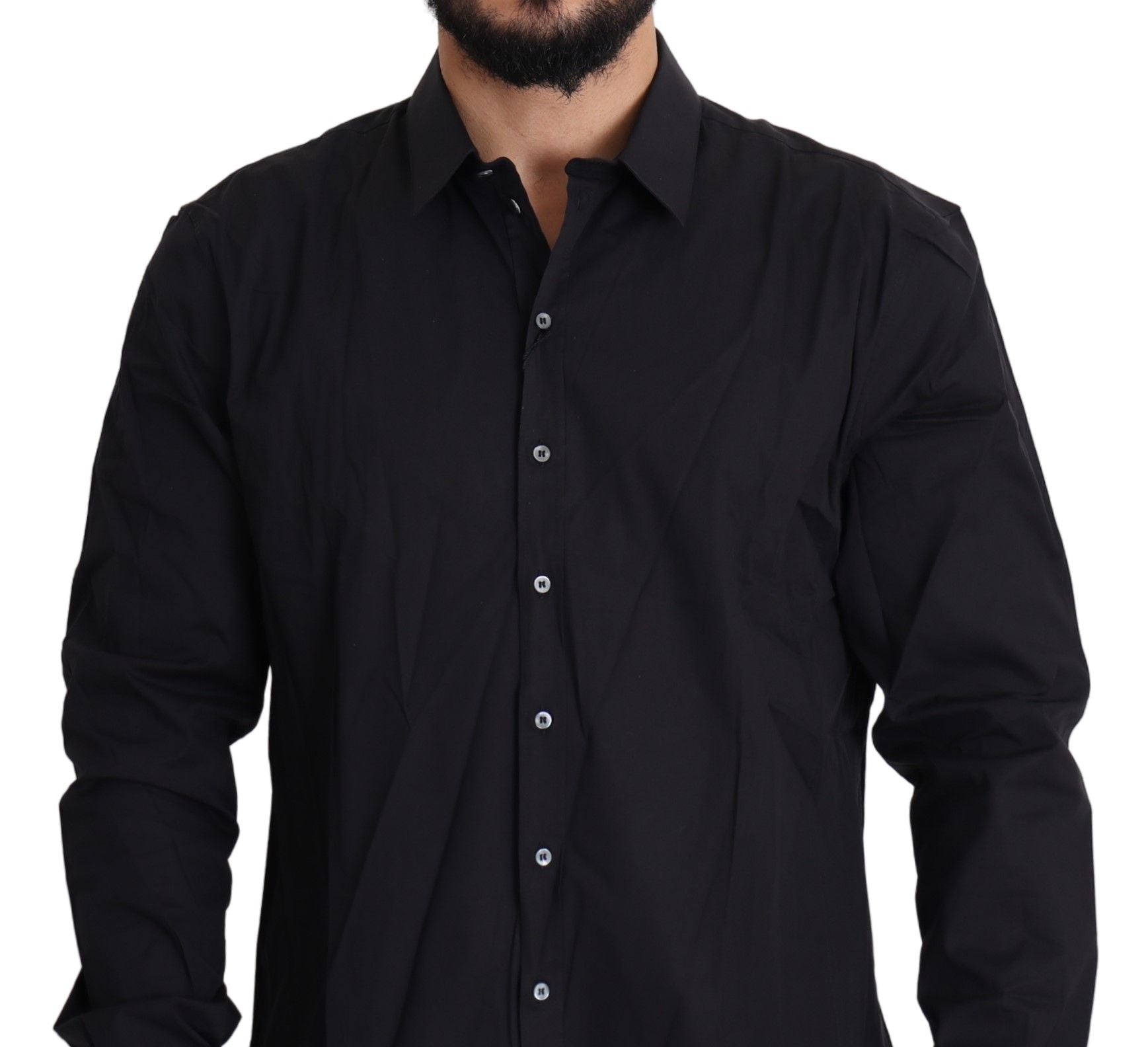 Dolce & Gabbana Black Cotton Stretch Dress SICILIA Shirt Dolce & Gabbana