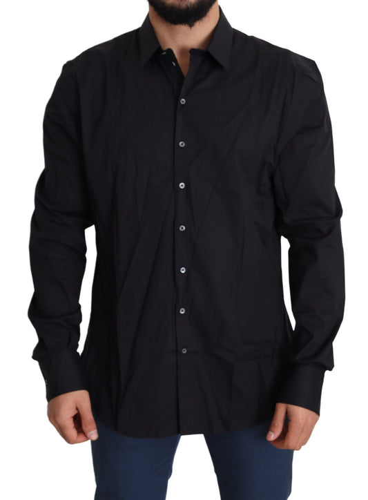 Dolce & Gabbana Black Cotton Stretch Dress SICILIA Shirt Dolce & Gabbana