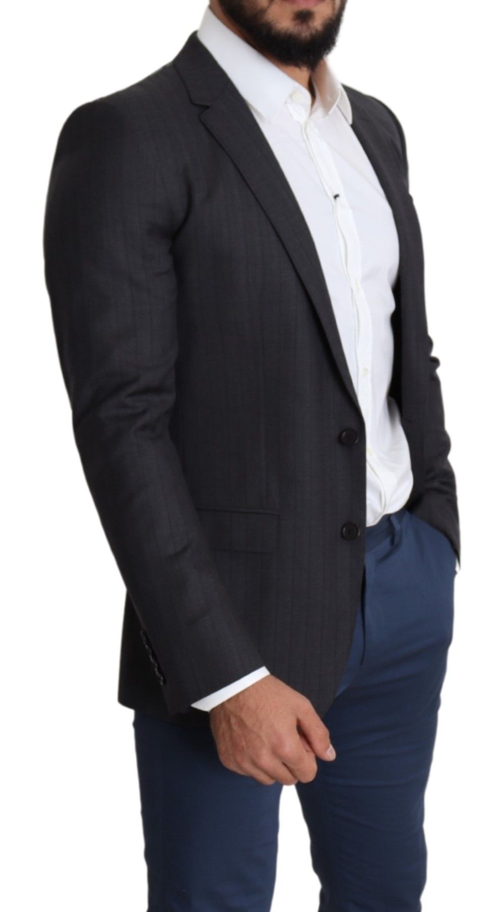 Dolce & Gabbana Black Wool Single Breasted Coat MARTINI Blazer Dolce & Gabbana