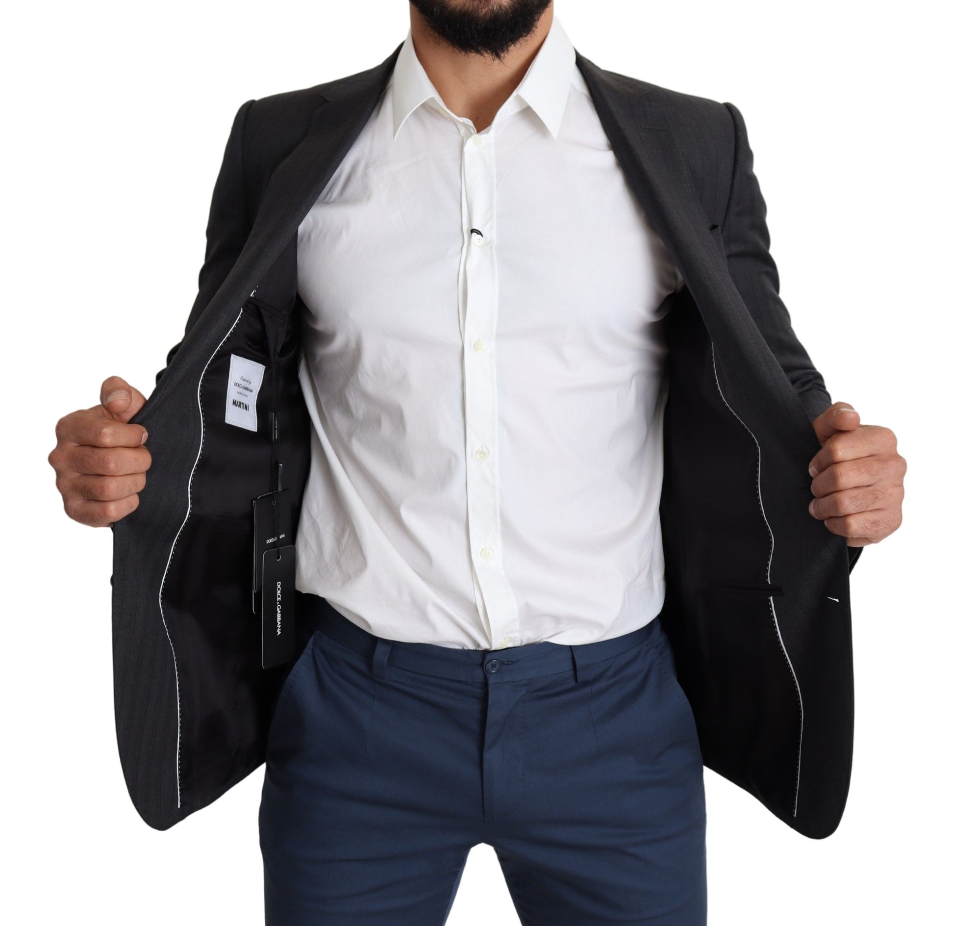 Dolce & Gabbana Black Wool Single Breasted Coat MARTINI Blazer Dolce & Gabbana