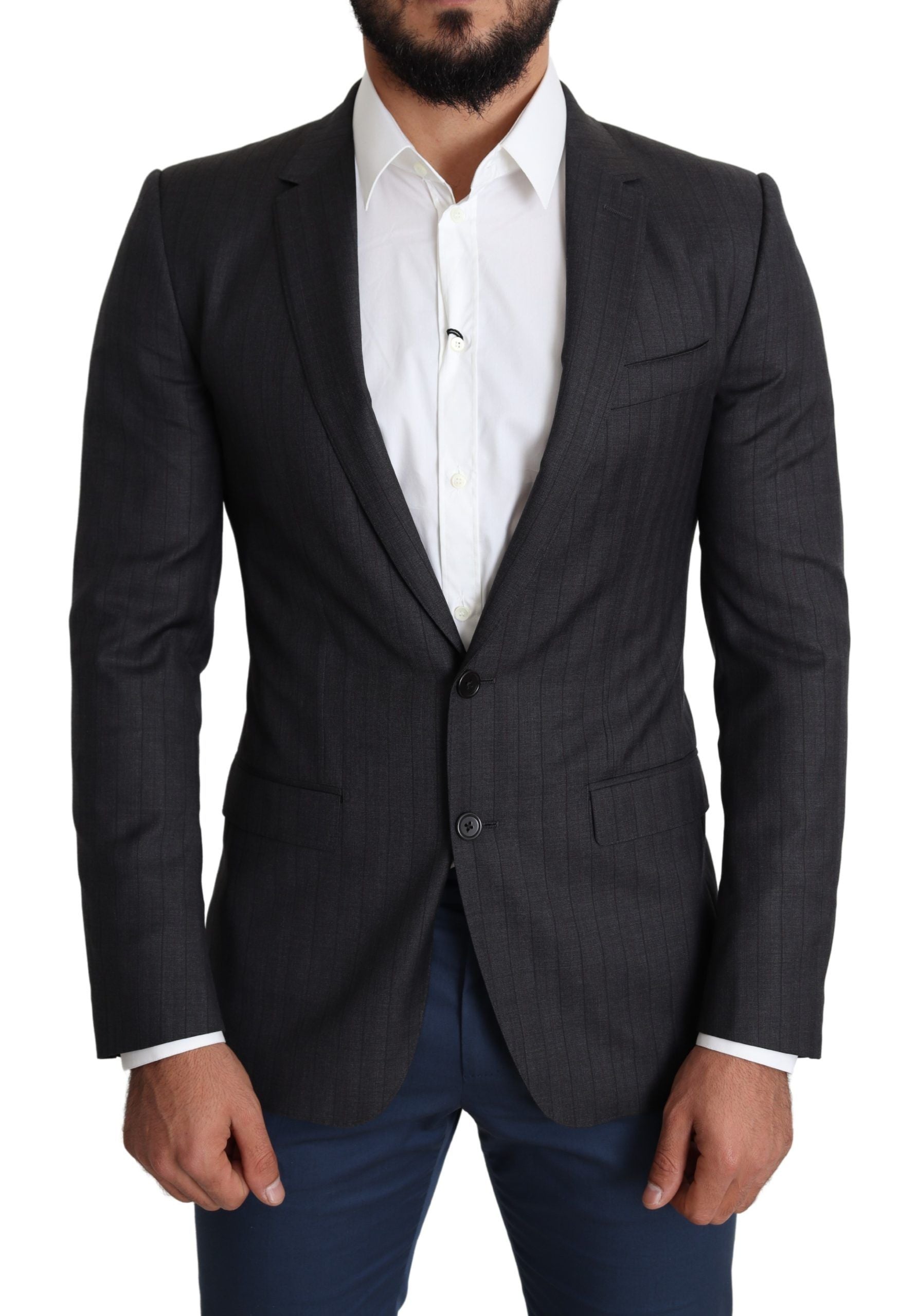Dolce & Gabbana Black Wool Single Breasted Coat MARTINI Blazer Dolce & Gabbana