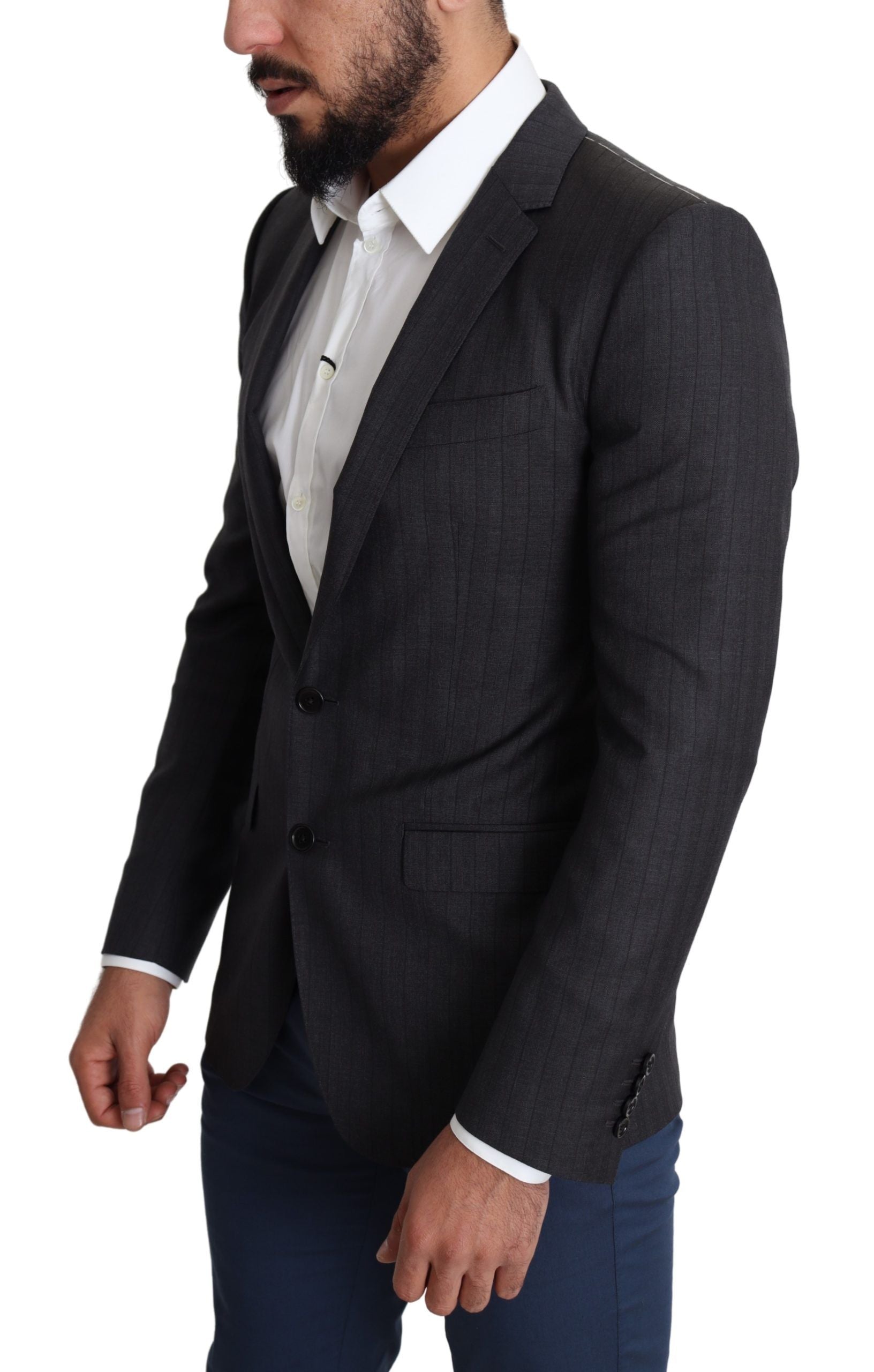 Dolce & Gabbana Black Wool Single Breasted Coat MARTINI Blazer Dolce & Gabbana