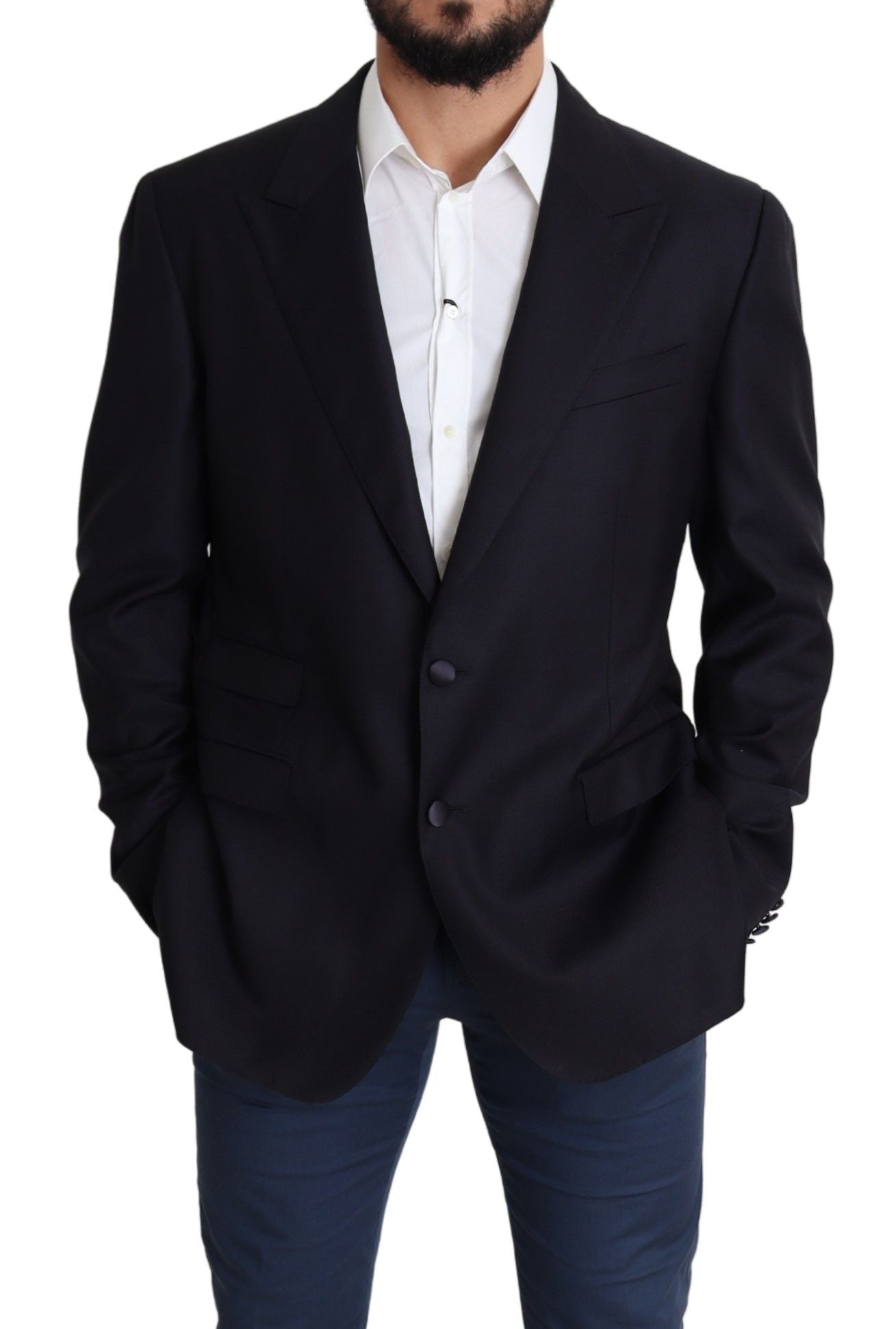 Dolce & Gabbana Black Wool Single Breasted NAPOLI Blazer Dolce & Gabbana