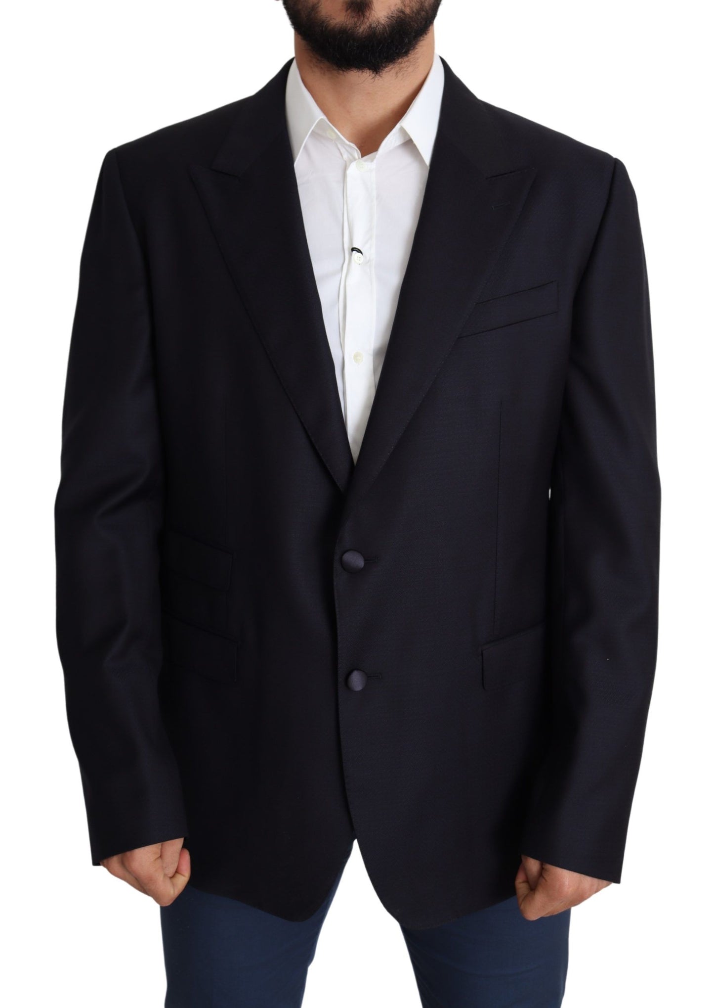 Dolce & Gabbana Black Wool Single Breasted NAPOLI Blazer Dolce & Gabbana