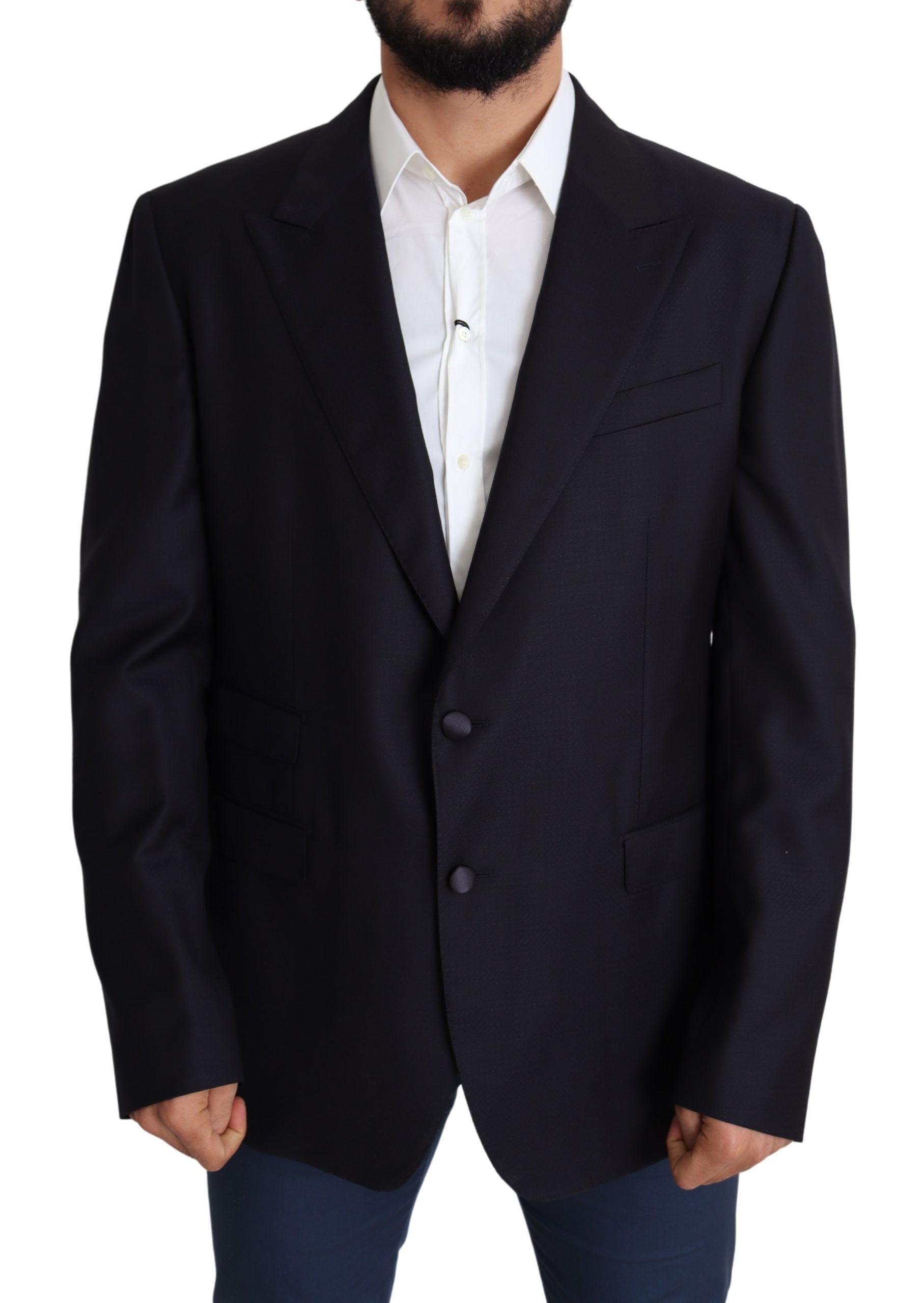 Dolce & Gabbana Black Wool Single Breasted NAPOLI Blazer Dolce & Gabbana