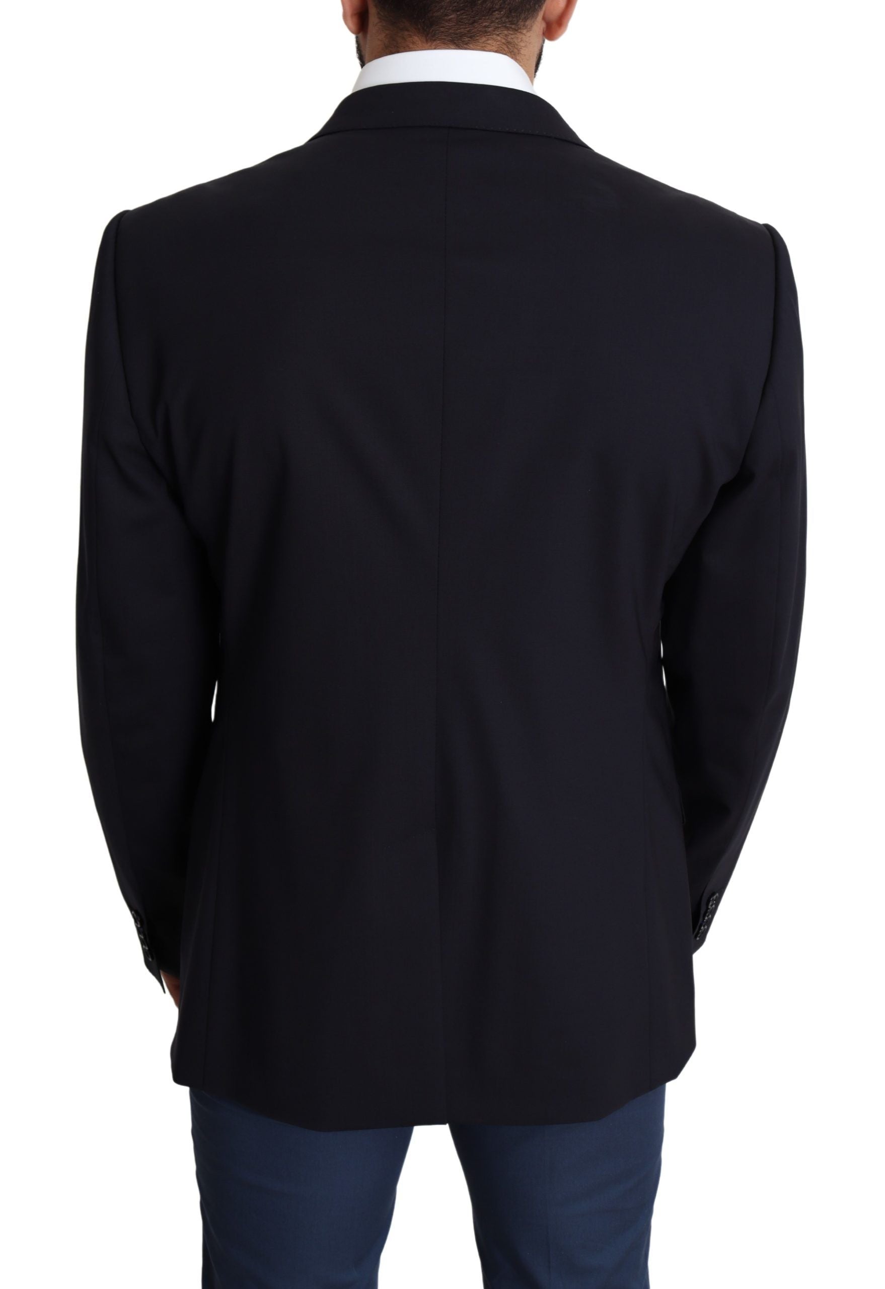 Dolce & Gabbana Black Wool Stretch Men Coat MARTINI Blazer Dolce & Gabbana