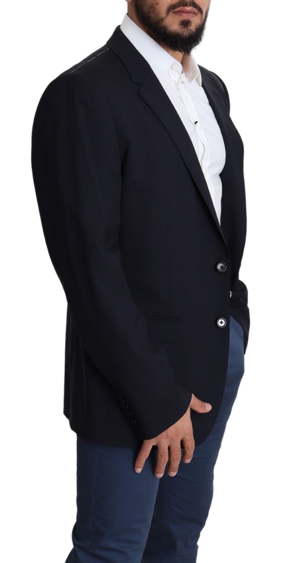 Dolce & Gabbana Black Wool Stretch Men Coat MARTINI Blazer Dolce & Gabbana