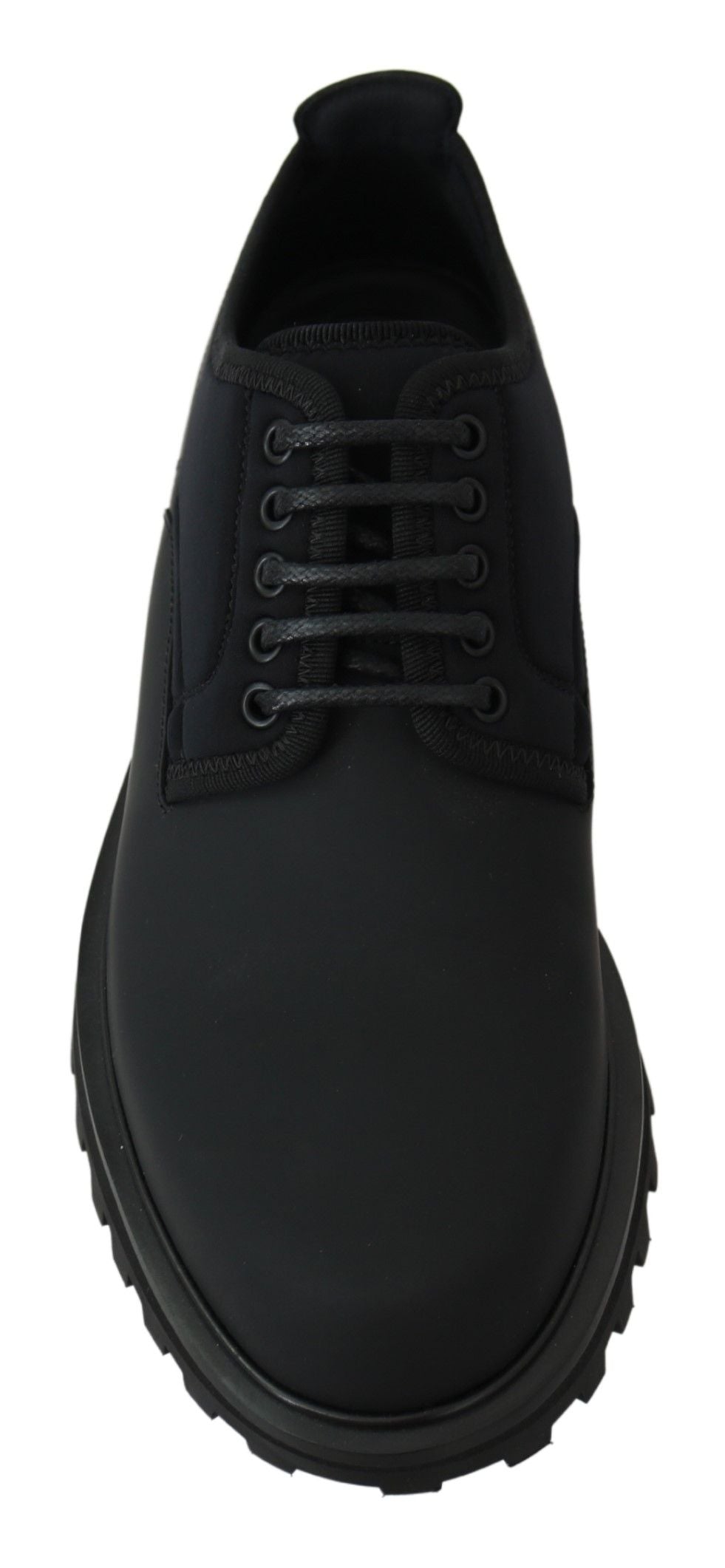 Dolce & Gabbana Black Rubberized Calfskin Chunky Derby Vulcano Shoes Dolce & Gabbana