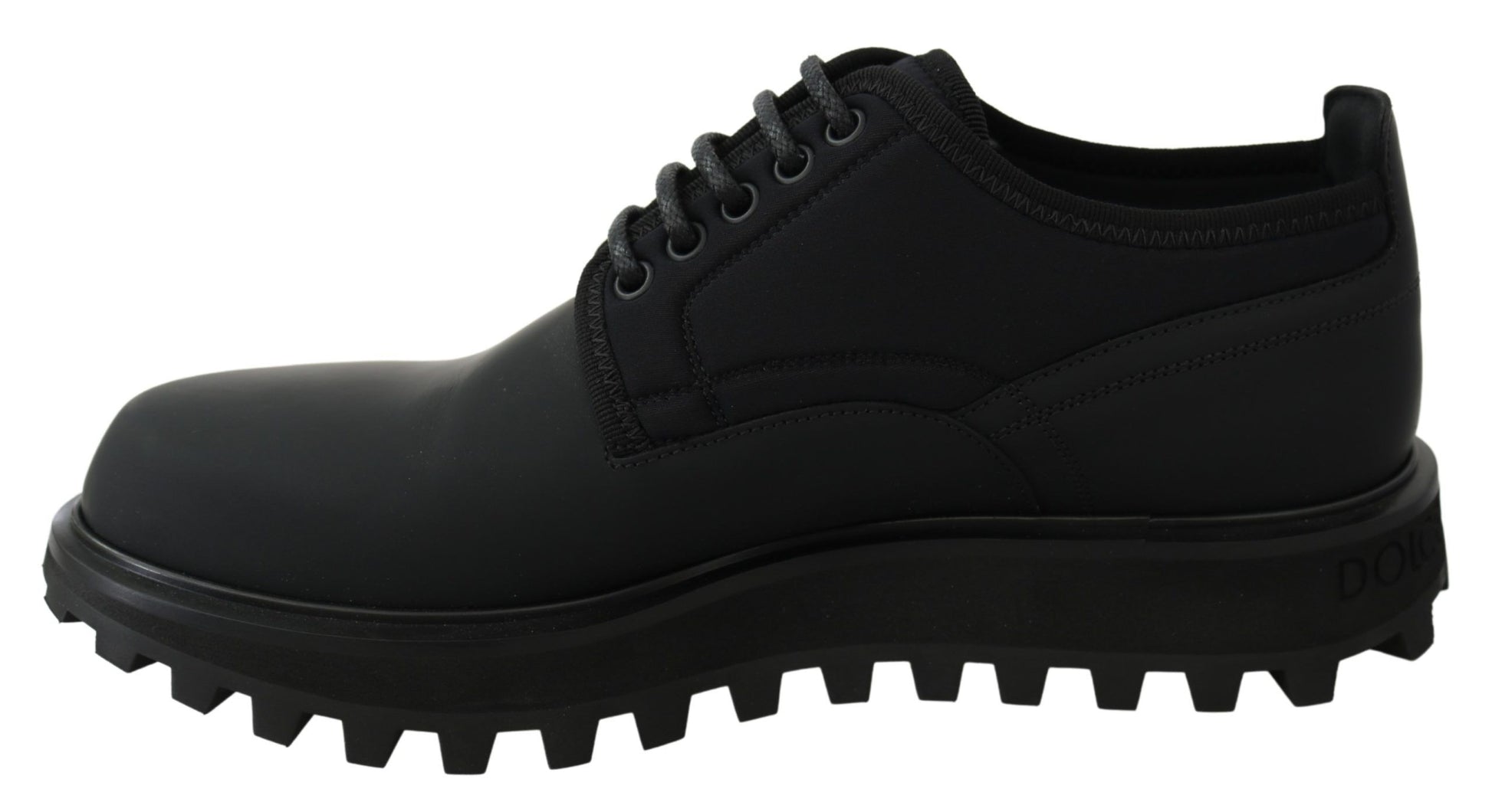 Dolce & Gabbana Black Rubberized Calfskin Chunky Derby Vulcano Shoes Dolce & Gabbana