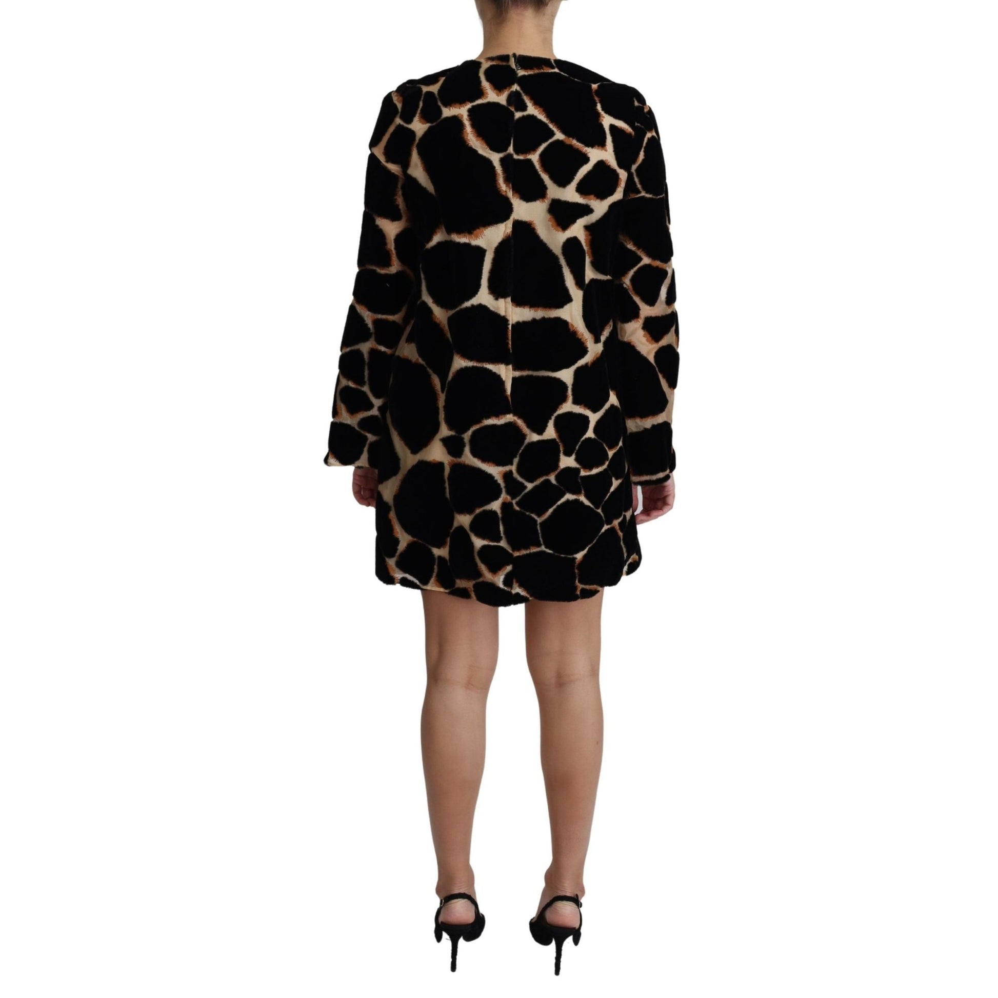 Dolce & Gabbana Black Giraffe Print Shift Mini Dress Dolce & Gabbana
