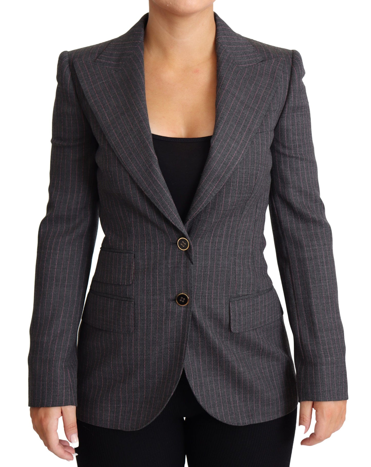 Dolce & Gabbana Gray Single Breasted Fitted Blazer Wool Jacket Dolce & Gabbana