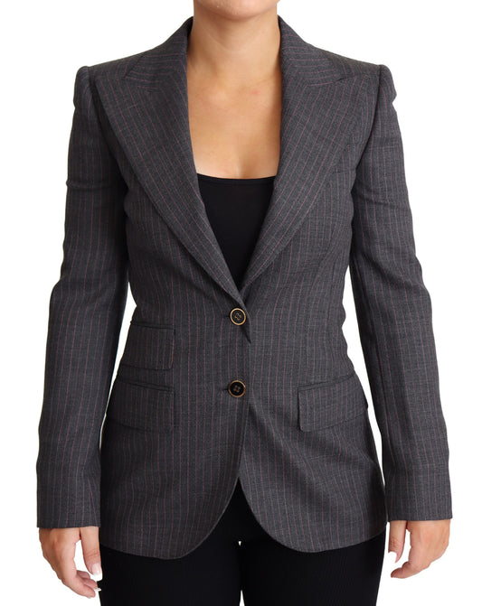 Dolce & Gabbana Gray Single Breasted Fitted Blazer Wool Jacket Dolce & Gabbana