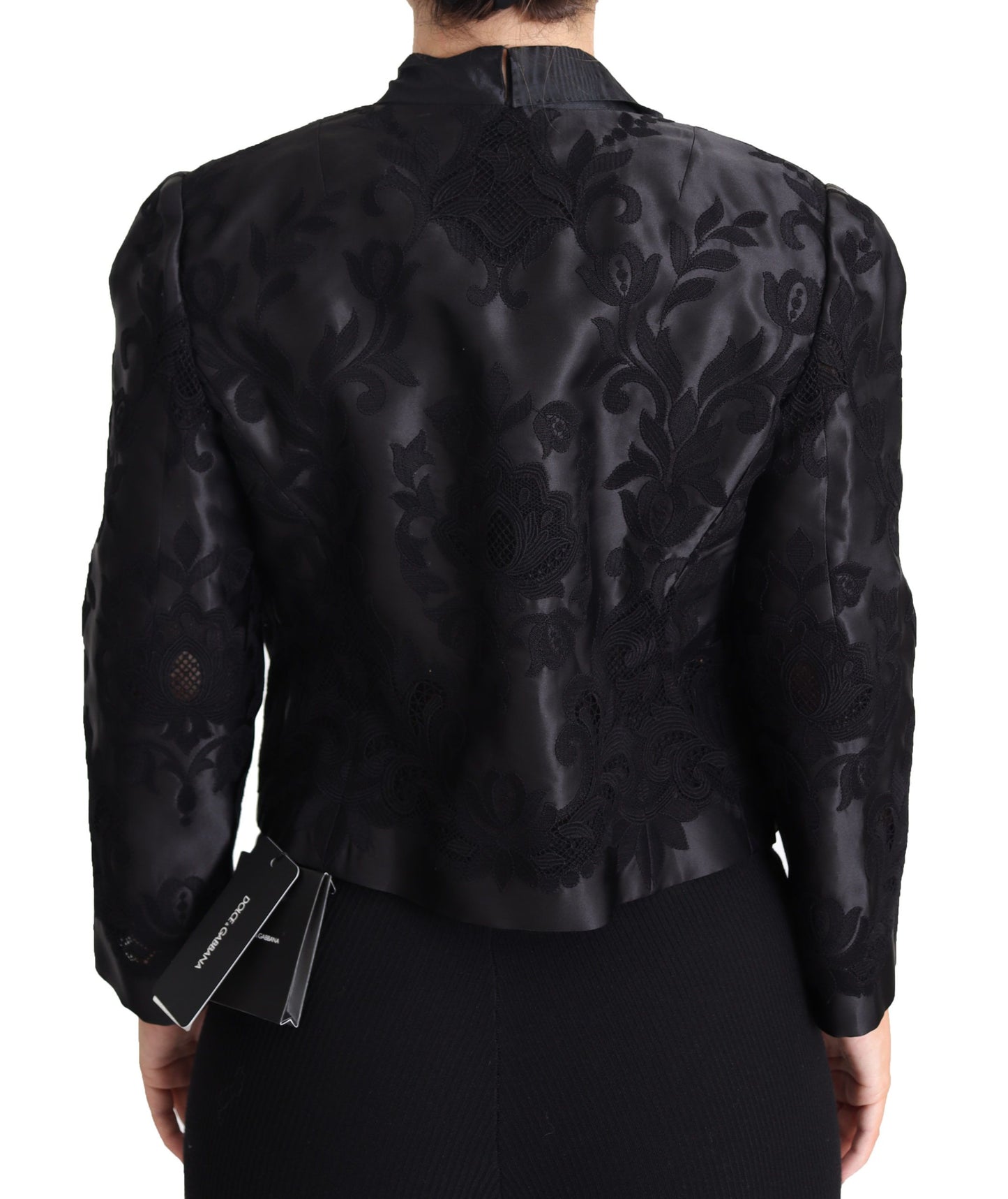 Dolce & Gabbana Black Lace Sheer Corset Organza Silk Jacket Dolce & Gabbana